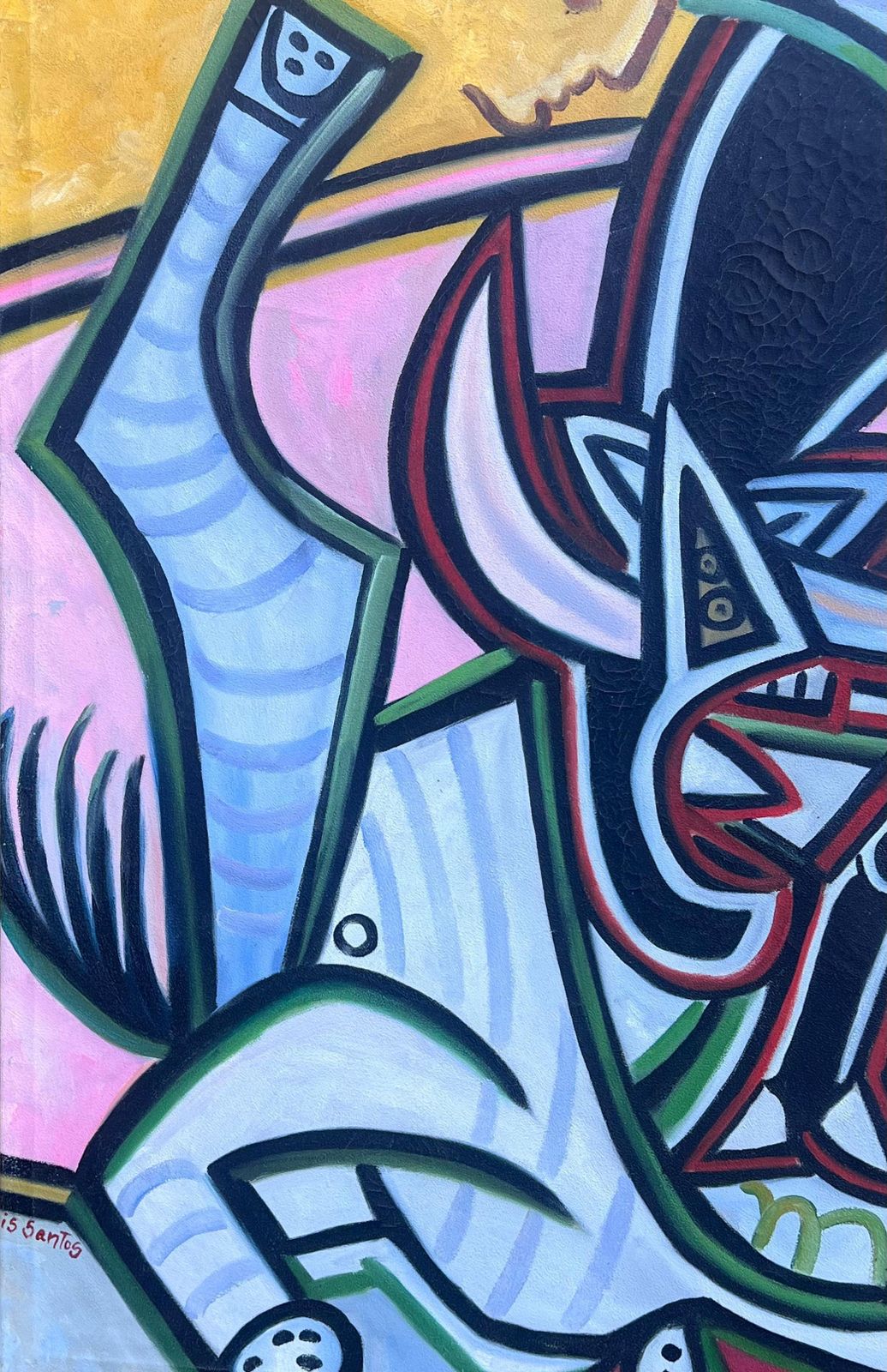 Spanish Artisthuge Contemporary Spanish Signed Oil Painting Picasso Style Horse Abstract Paint photo vinterior