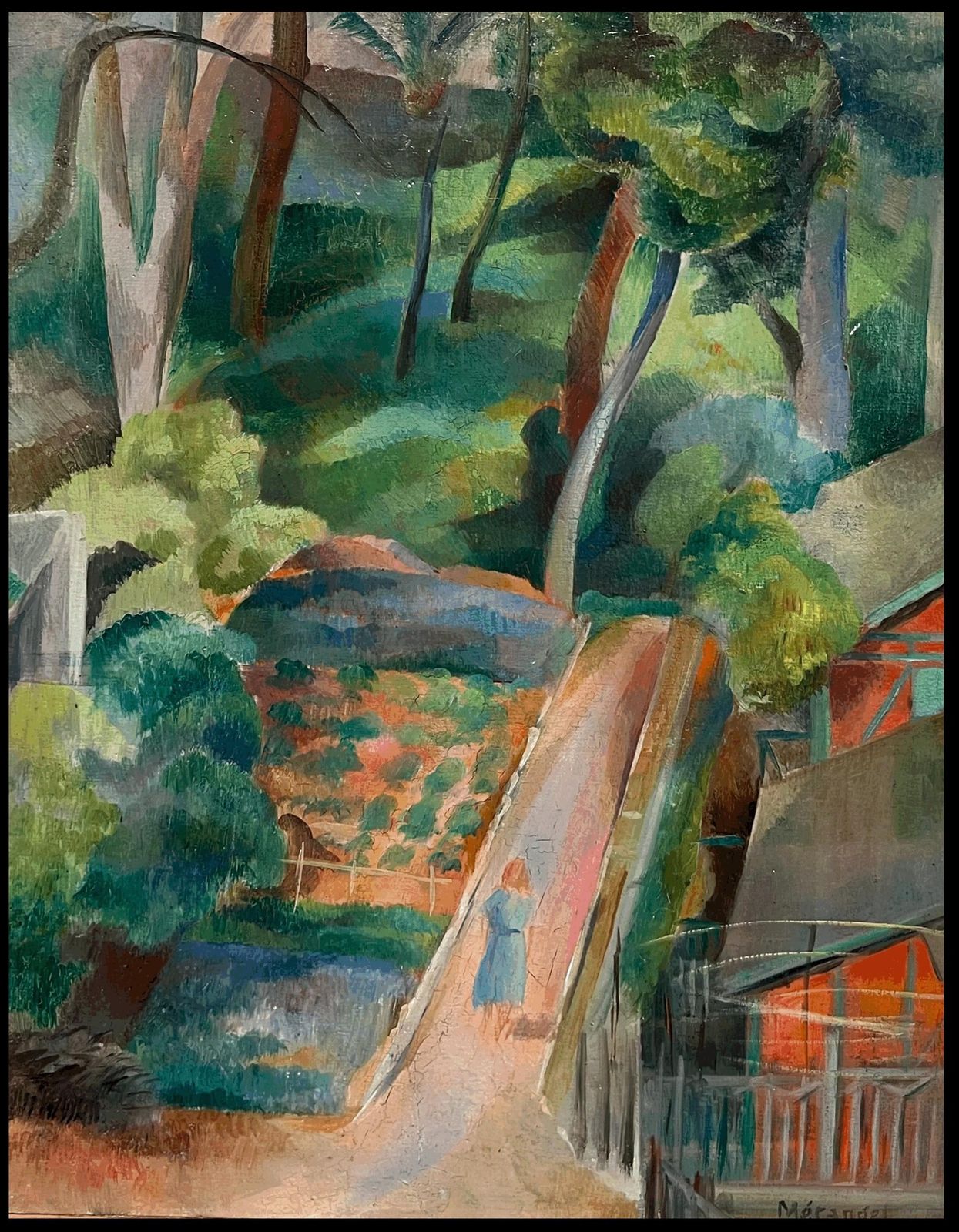 Ecole De Paris1930's Ecole De Paris Oil Painting Lady Walking In Garden Fauvist Influence photo furniture