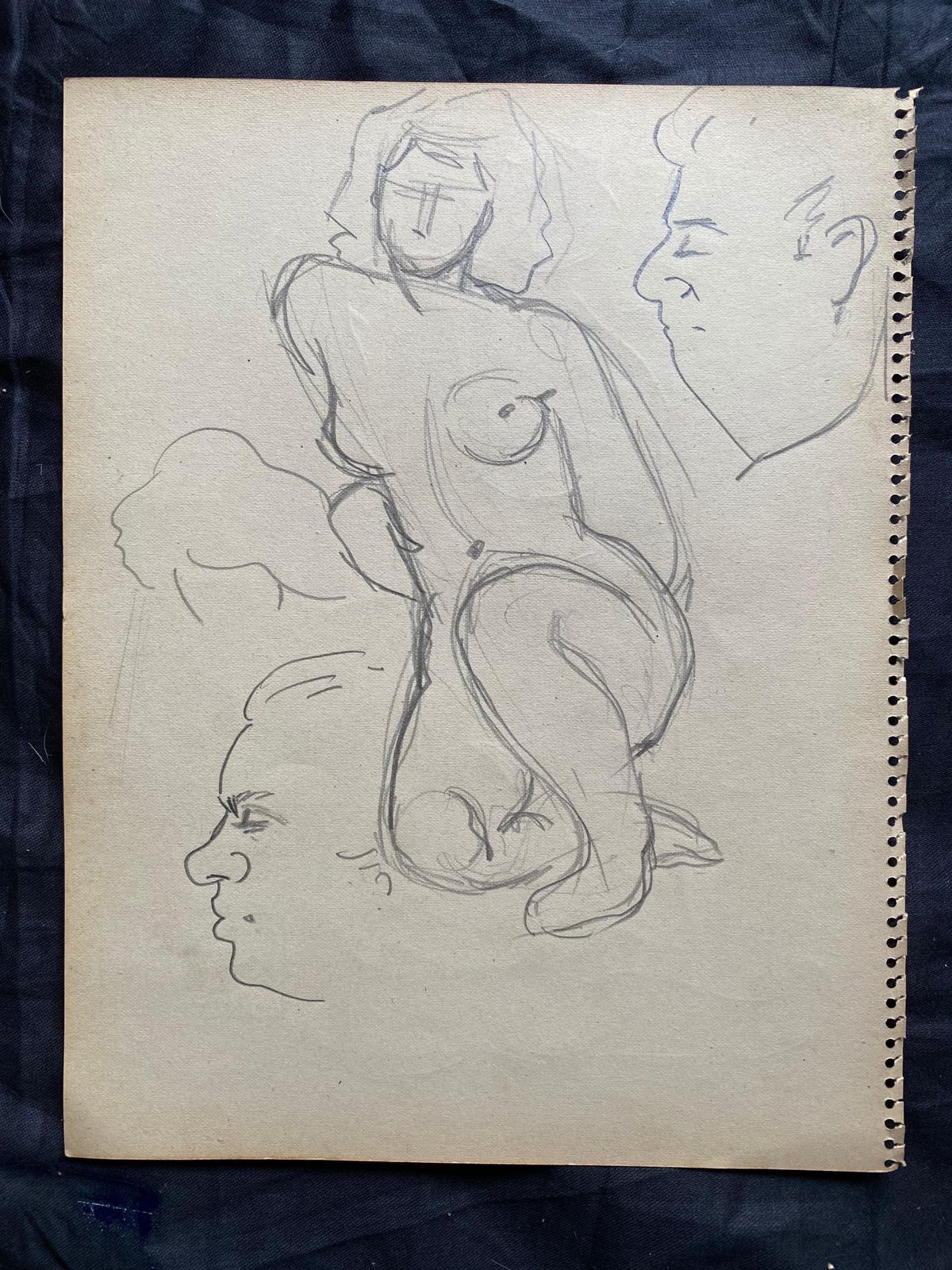 Jean Paul Le Verriermid 20th Century French Original Line Drawing Sketch Nude Female  Stamped photo for sale