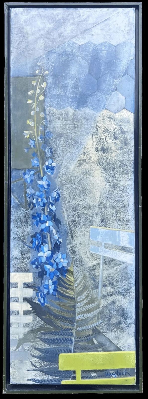 Michel Remy Riethlarge 1970's French Abstract Garden Plants Flowers Signed Original Oil Painting1977