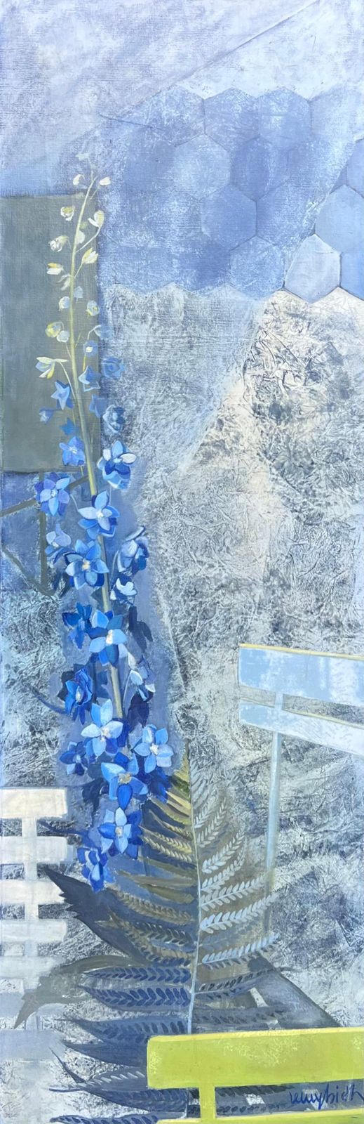 Michel Remy Riethlarge 1970's French Abstract Garden Plants Flowers Signed Original Oil Painting1977 photo furniture