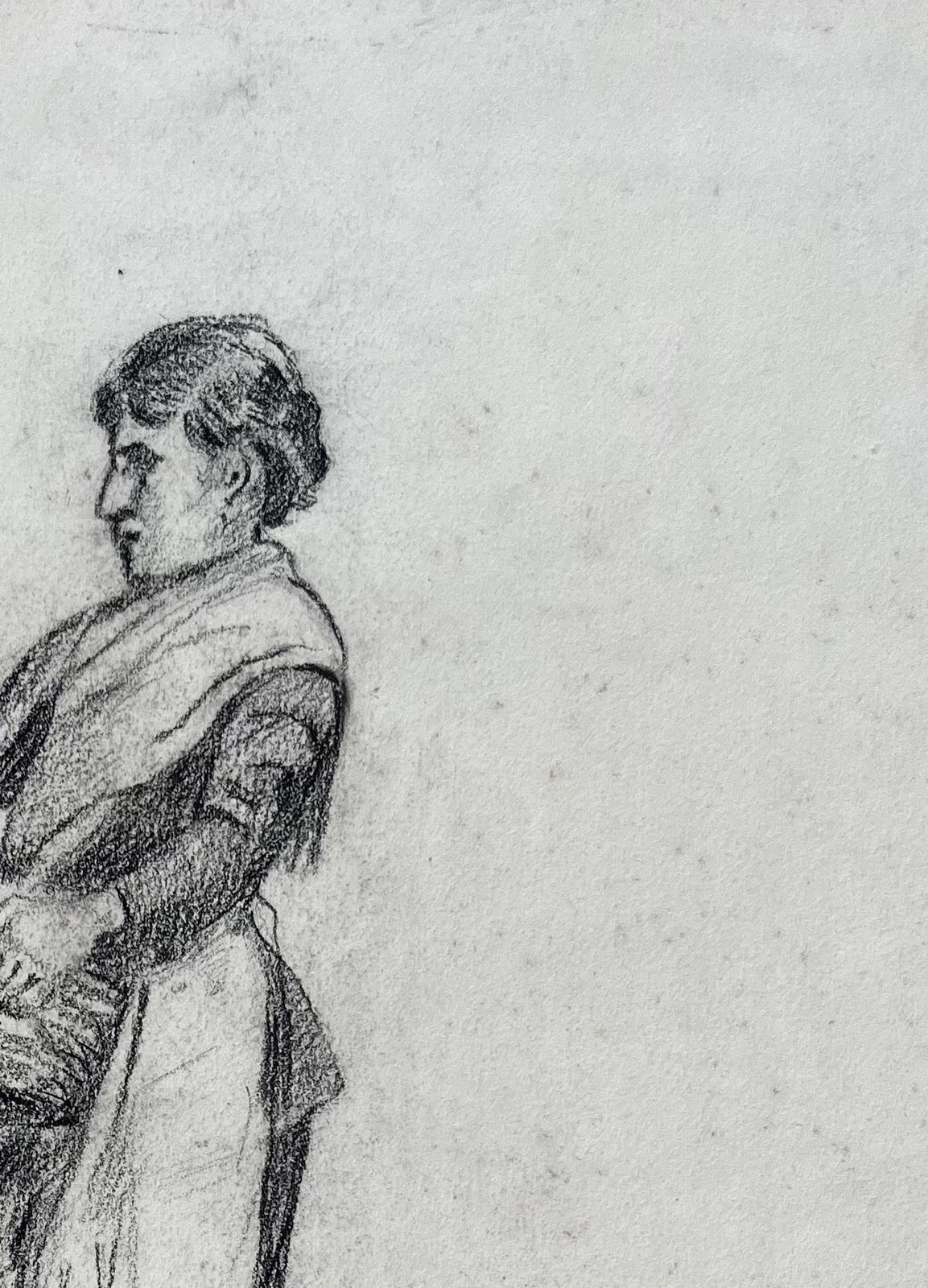 Anne Marie Migette Perardearly 20th Century Charcoal Drawing Of Woman With Basket Dated February 19181918 photo Art