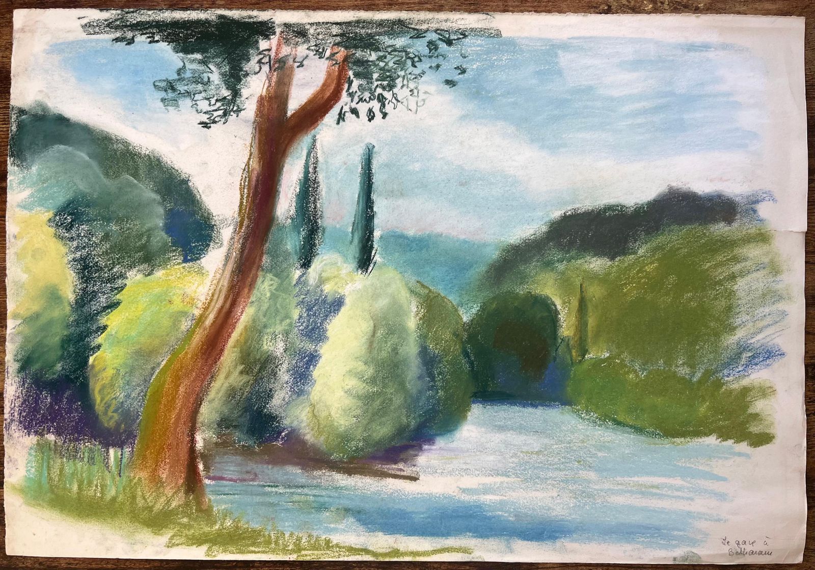 Anne Marie Migette Perardmid 20th Century Pastel Of The River At Brantôme In France photo furniture