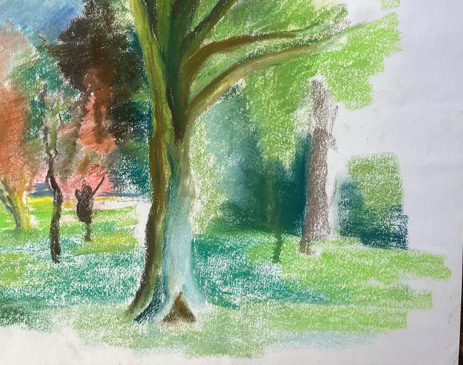 Anne Marie Migette Perardmid 20th Century French Pastel Landscape Of Trees In A Sunlit Public Garden photo vinterior