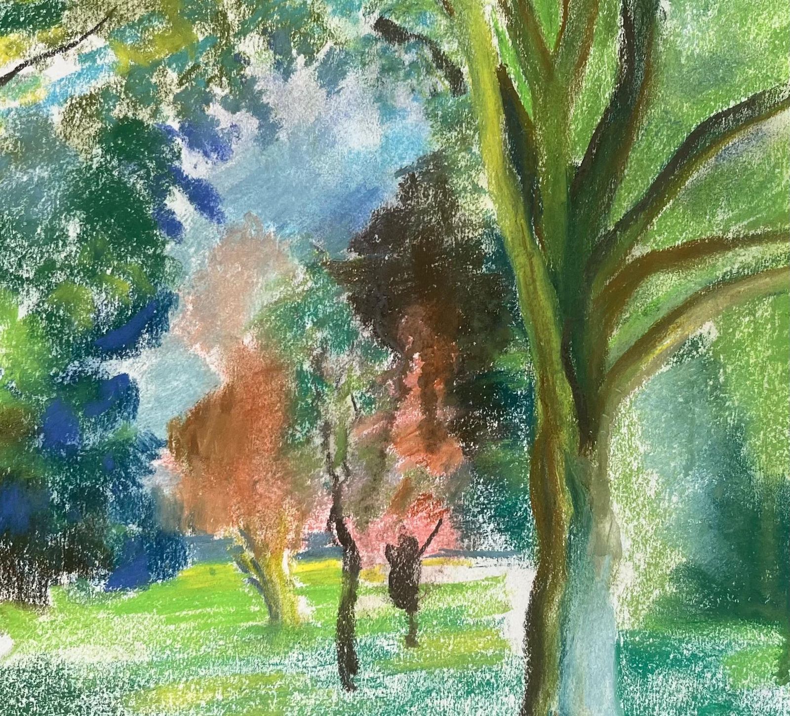 Anne Marie Migette Perardmid 20th Century French Pastel Landscape Of Trees In A Sunlit Public Garden photo buy