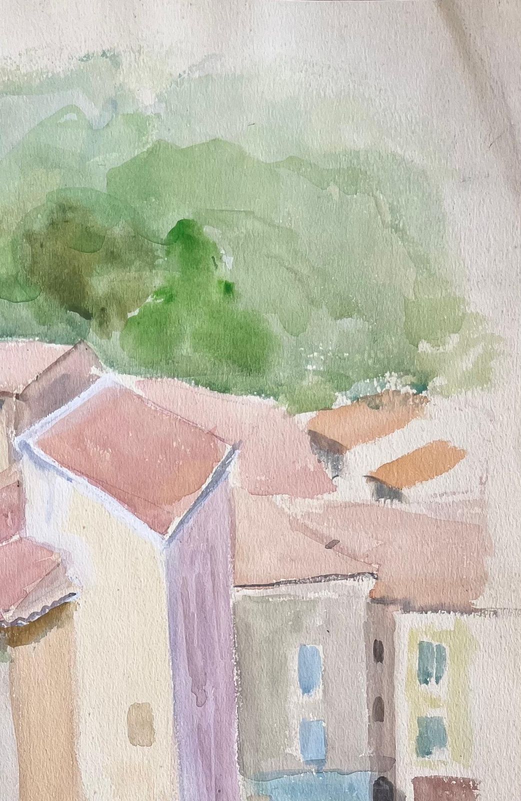 Anne Marie Migette Perardmid 20th Century Watercolour Of Rooftops And Stone Streets In Goudargues France photo Art