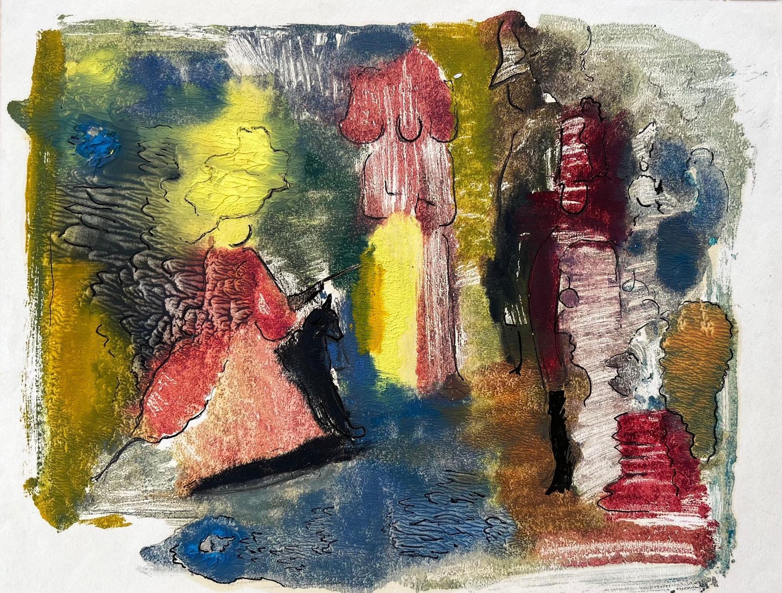 Anne Marie Migette Perardromeo And Juliette Dramatic Abstract Painting In Rich Mixed Media
