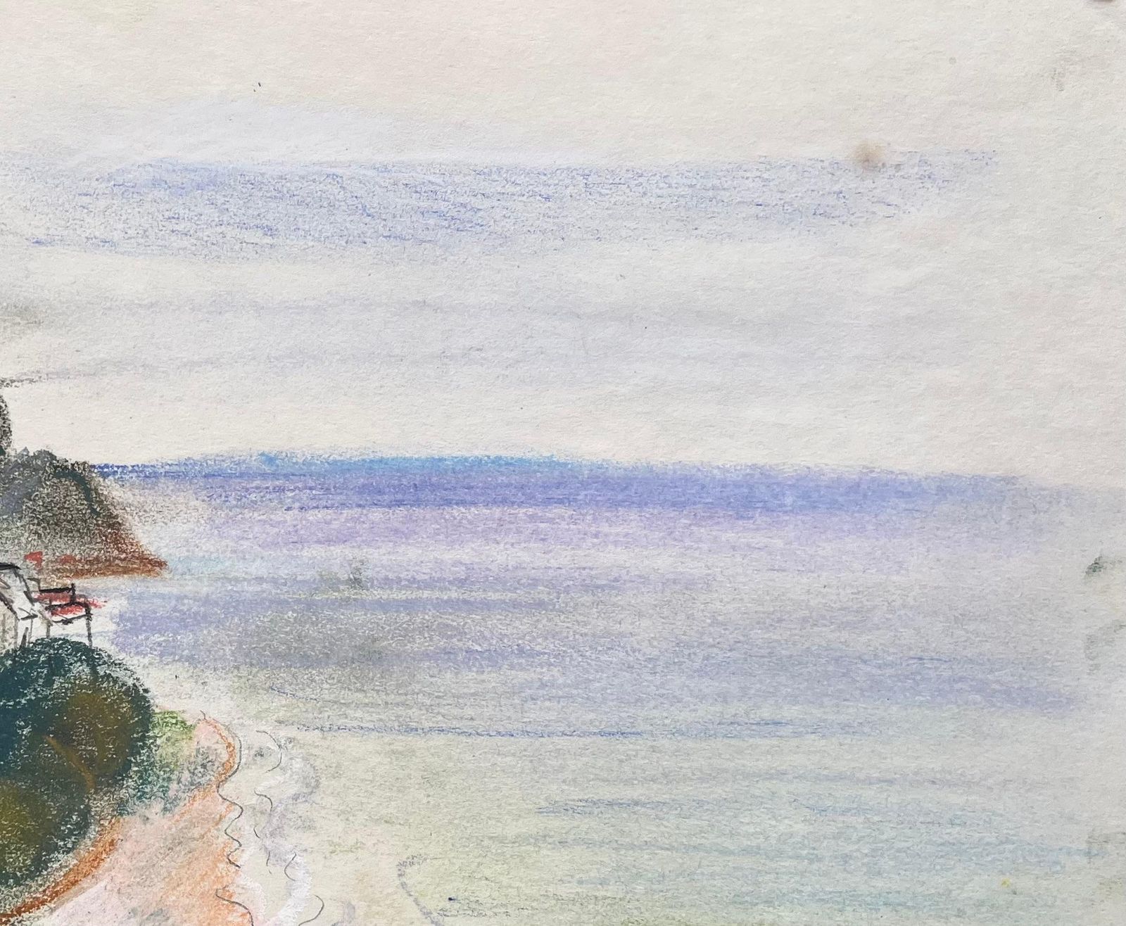 Anne Marie Migette Perardmid 20th Century Pastel Of Coastal Scene With Village And Clifftop Church photo 529.0