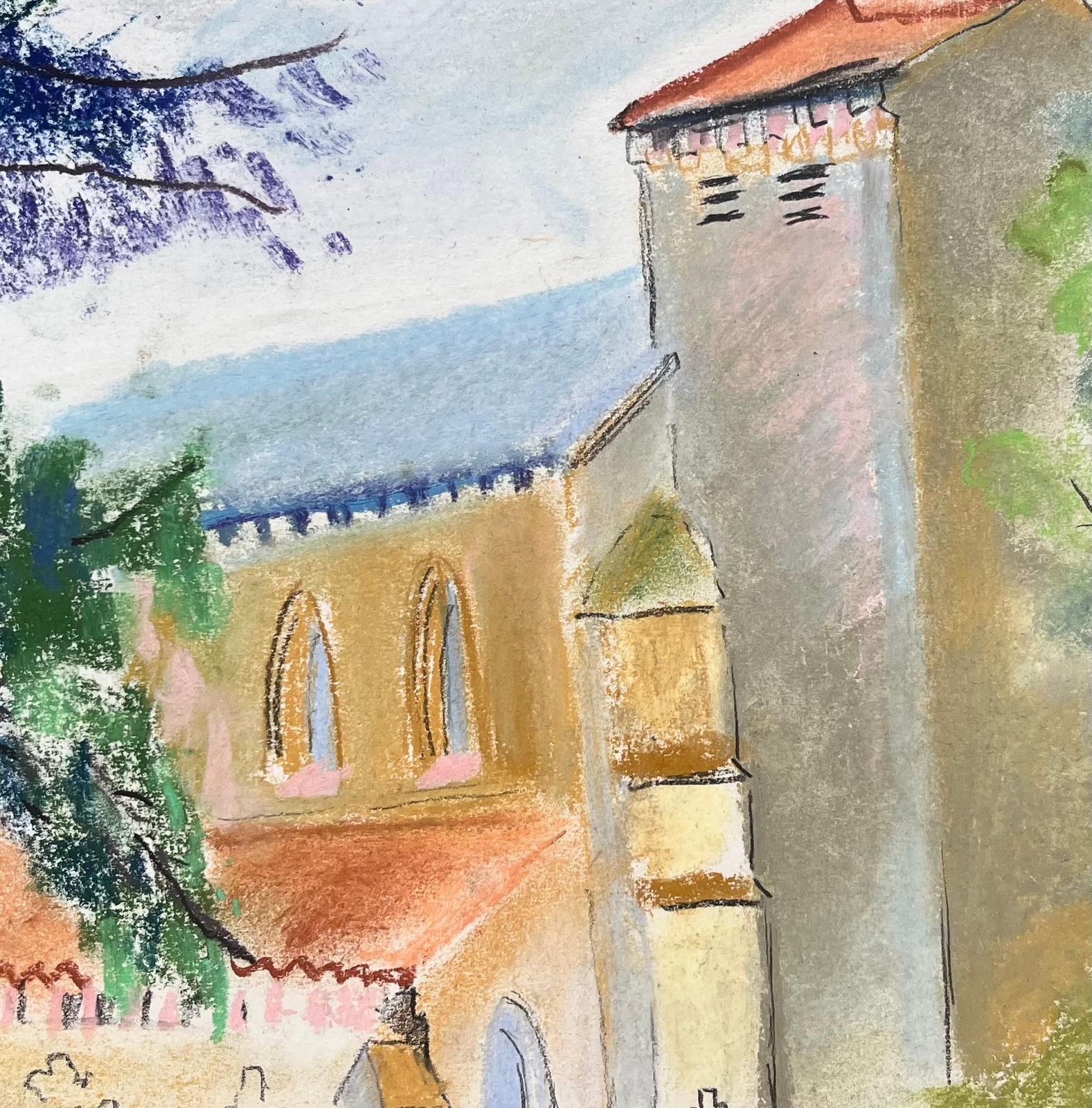 Anne Marie Migette Perardmid 20th Century Pastel Of St. Agathe Church In Loueygoun In France photo buy