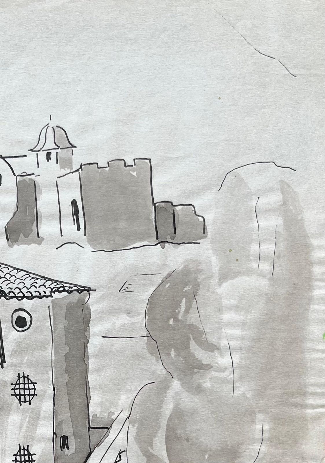 Anne Marie Migette Perardmid 20th Century Ink Drawing Of Spanish Architecture And Church Towers In Lorca1960 photo Art