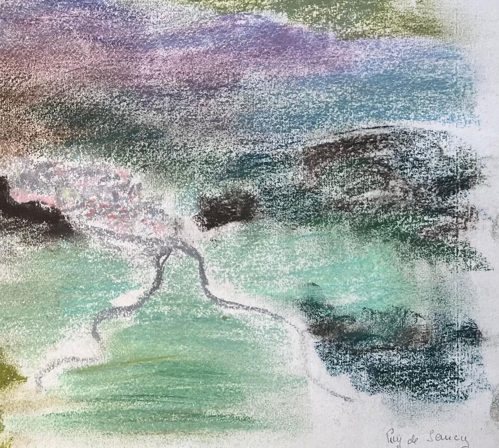 Anne Marie Migette Perardmid 20th Century Pastel Landscape Of Pey De Sancy Volcano In France photo vinterior