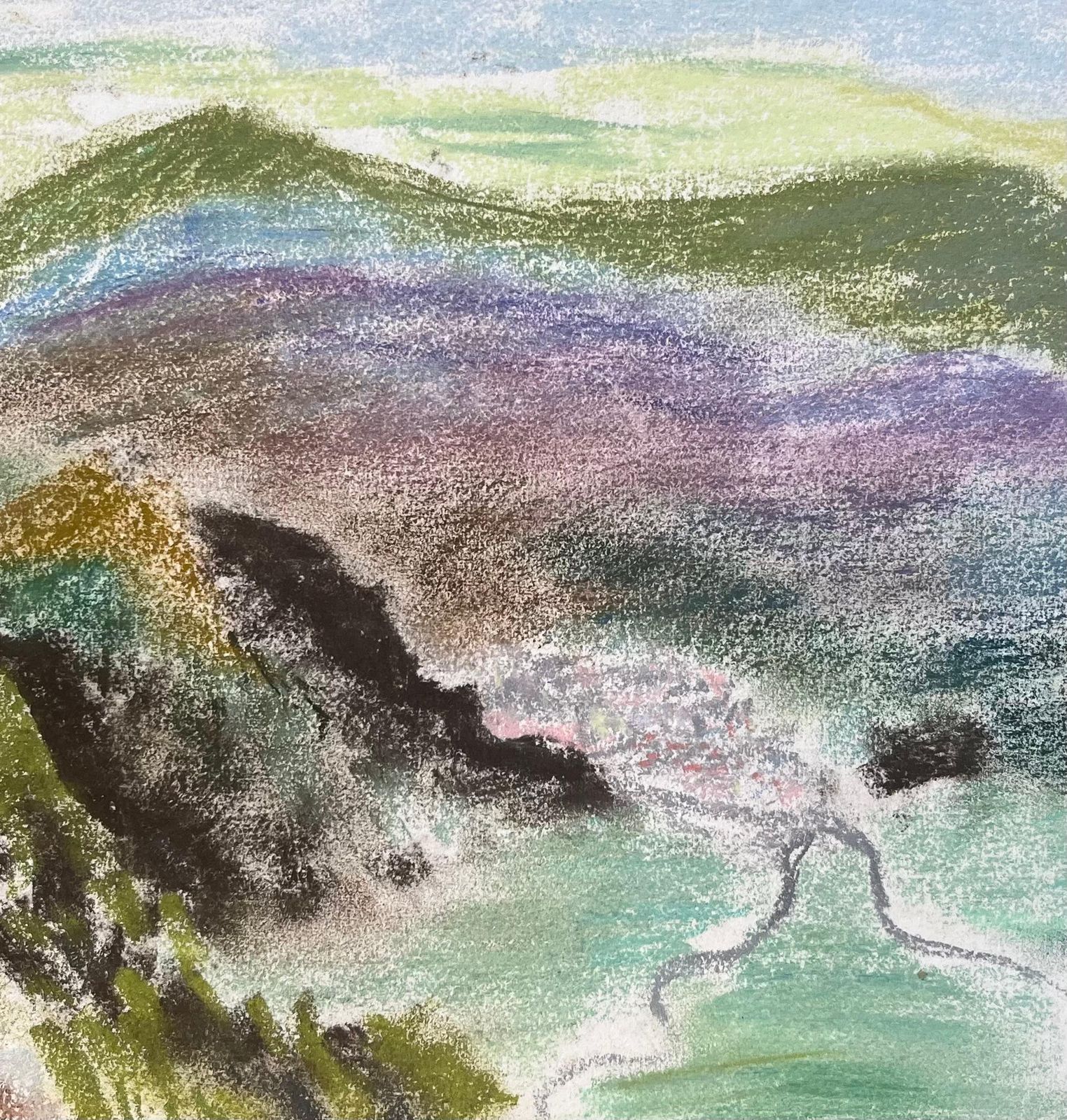 Anne Marie Migette Perardmid 20th Century Pastel Landscape Of Pey De Sancy Volcano In France photo buy