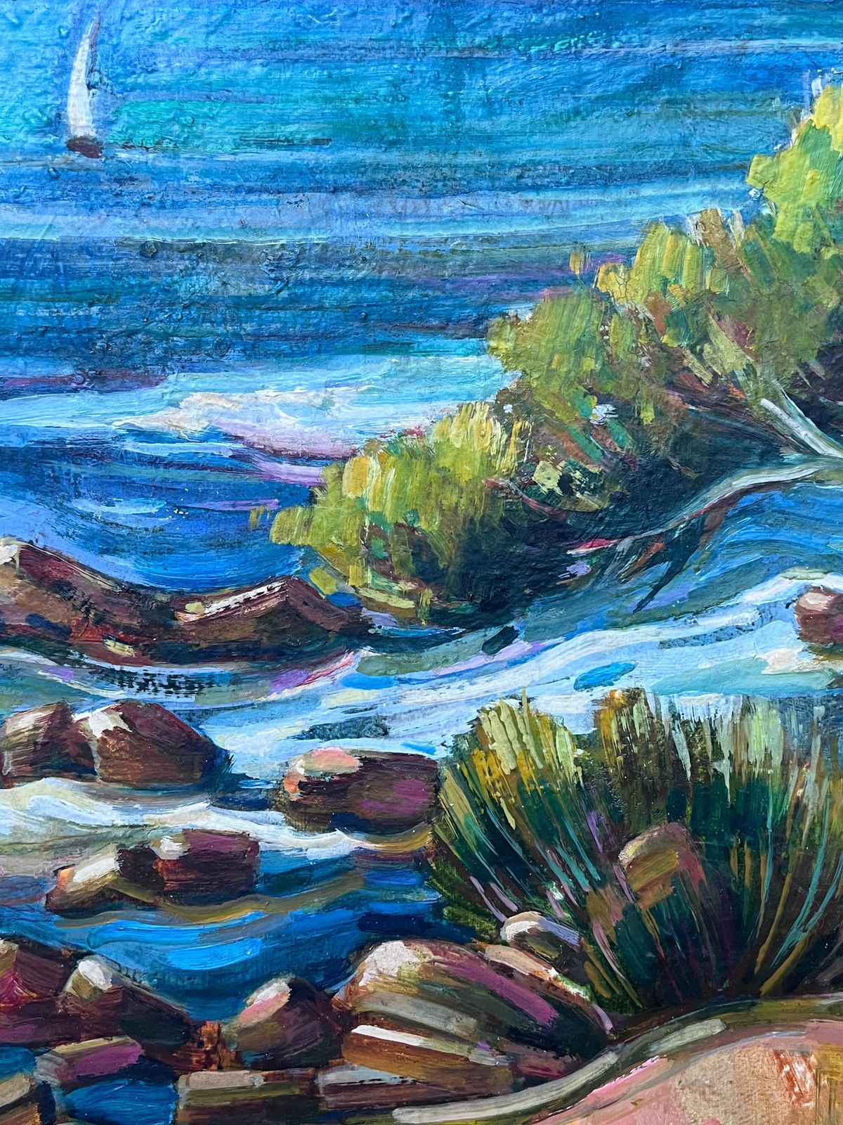photo furniture Max Toutaincôte D'azur Blue Sea Coastal 20th Century French Post Impressionist Oil Painting