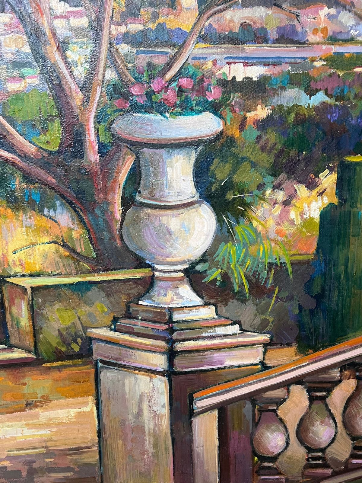 Max Toutainprovencal Coastal Garden Terrace Huge 20th Century French Impressionist Painting photo 1111.0