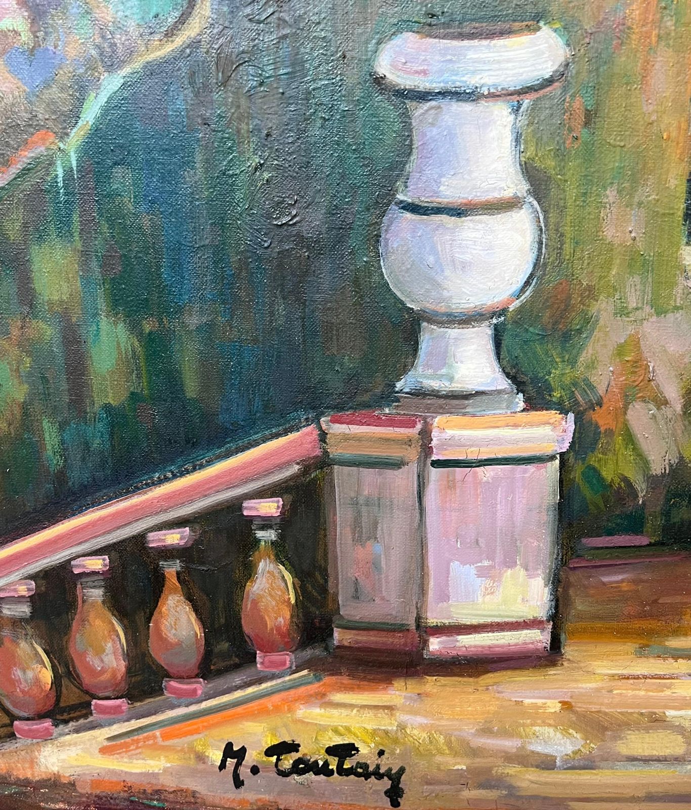 photo furniture Max Toutainprovencal Coastal Garden Terrace Huge 20th Century French Impressionist Painting