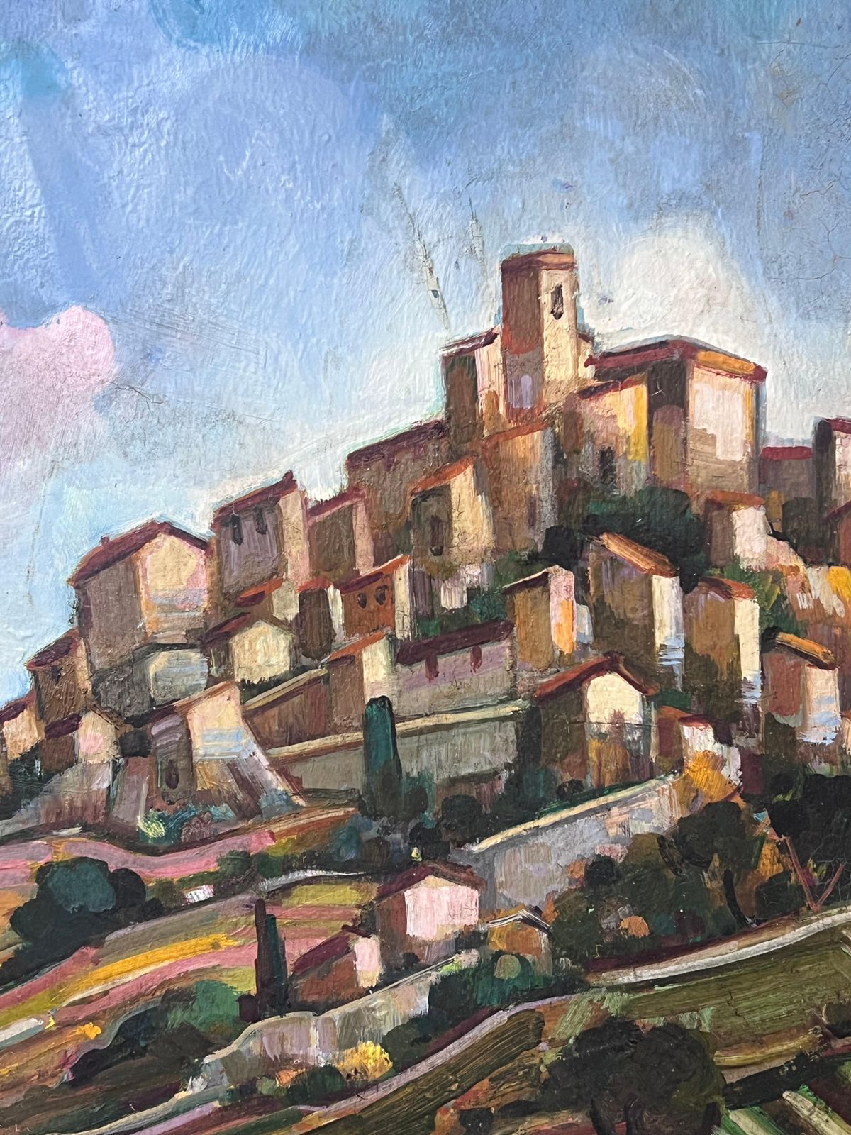 Max Toutainprovencal Hill Perched Town 20th Century French Post Impressionist Oil Painting photo Art