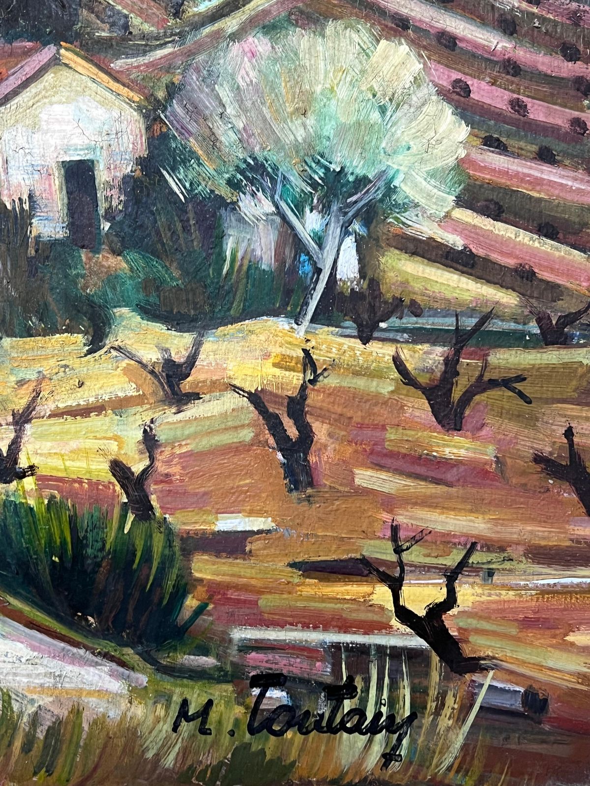 Max Toutainprovencal Hill Perched Town 20th Century French Post Impressionist Oil Painting photo vintage