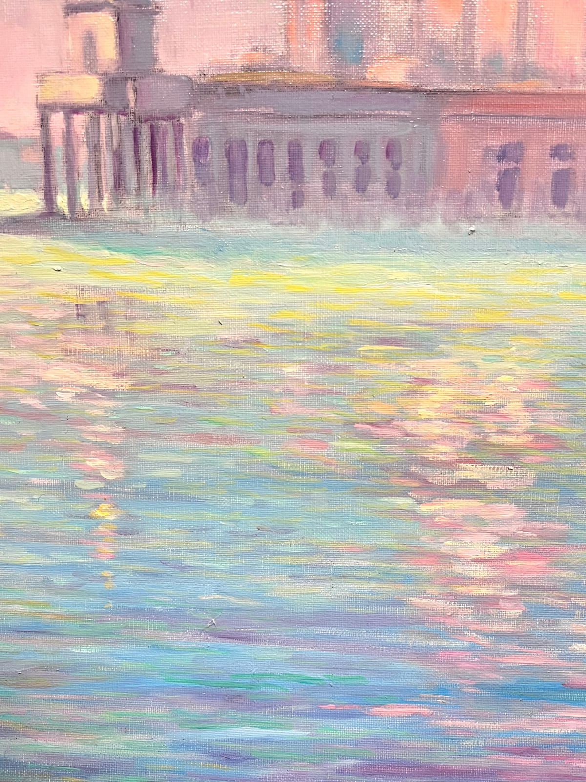 Georges Bordonovefrench Impressionist Oil Painting Sunlit Reflections Of Santa Maria Della Salute photo for sale