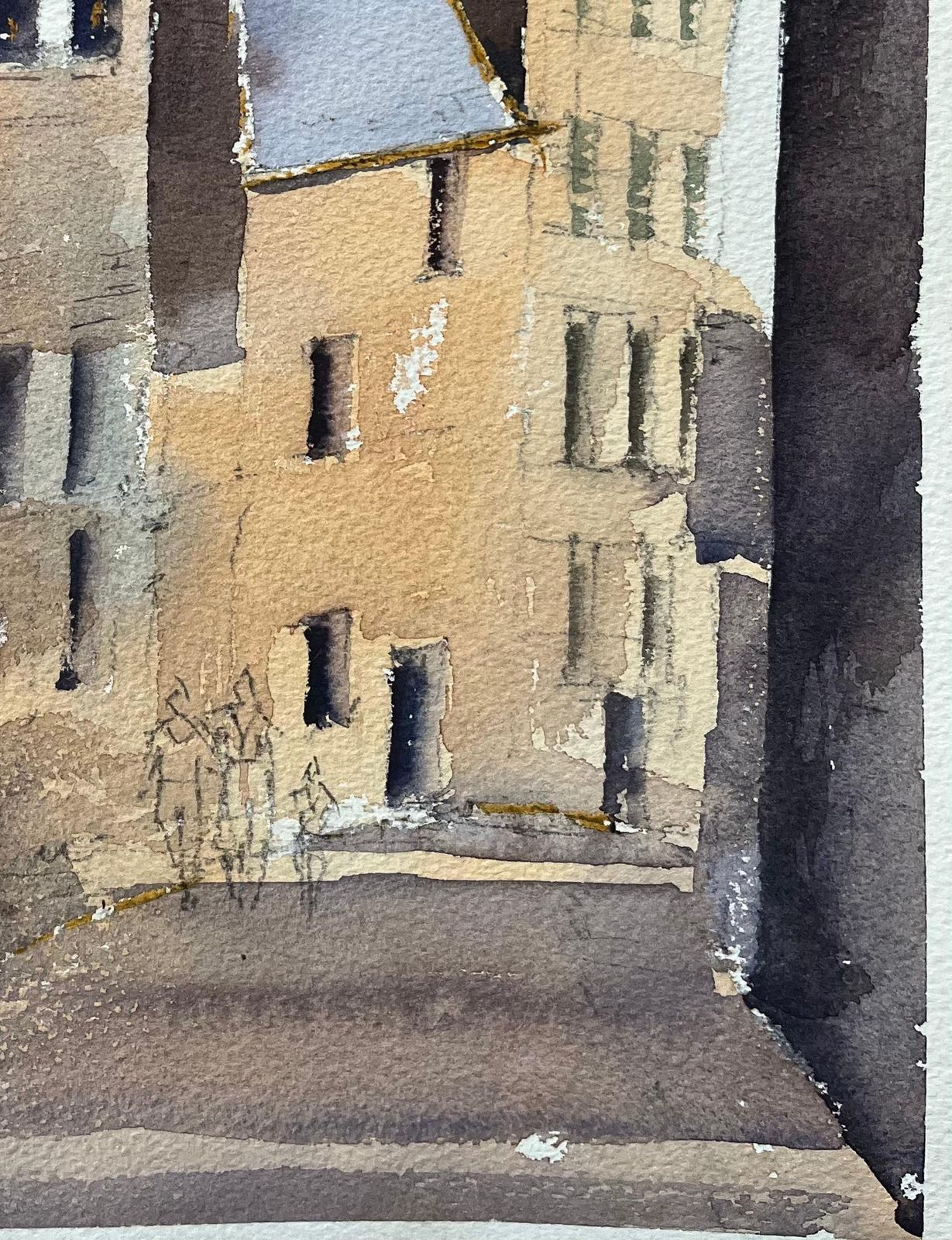 Anthony Averybritish Impressionist Watercolor Of A Street Scene With Figures In France photo vinterior