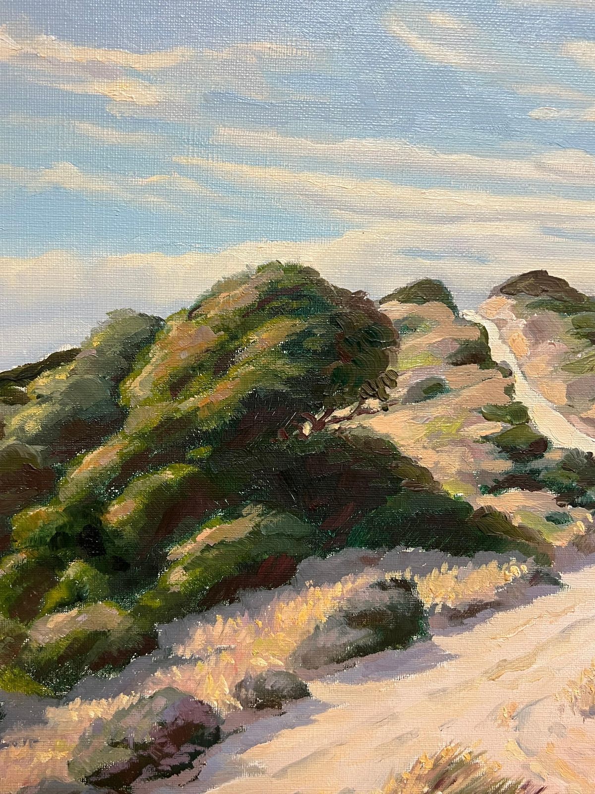 Georges Bordonovefrench Impressionist Oil Painting Sunlit Path Through Rolling Sand Dunes photo for sale