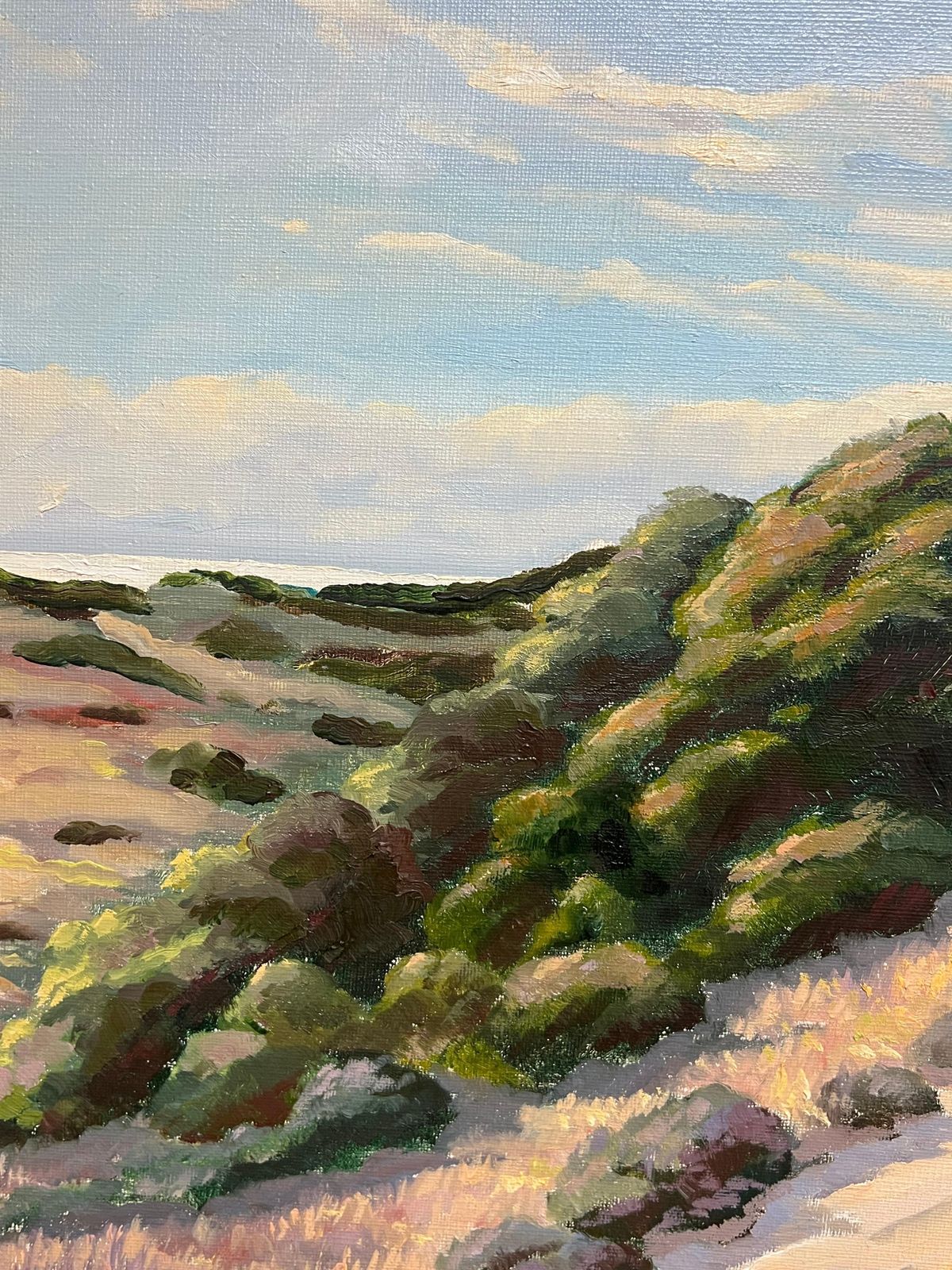 Georges Bordonovefrench Impressionist Oil Painting Sunlit Path Through Rolling Sand Dunes photo Art