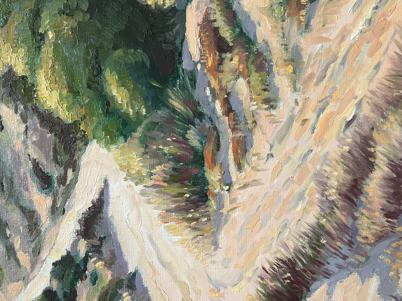 photo furniture Georges Bordonovefrench Impressionist Oil Painting Sunlit Path Through Rolling Sand Dunes