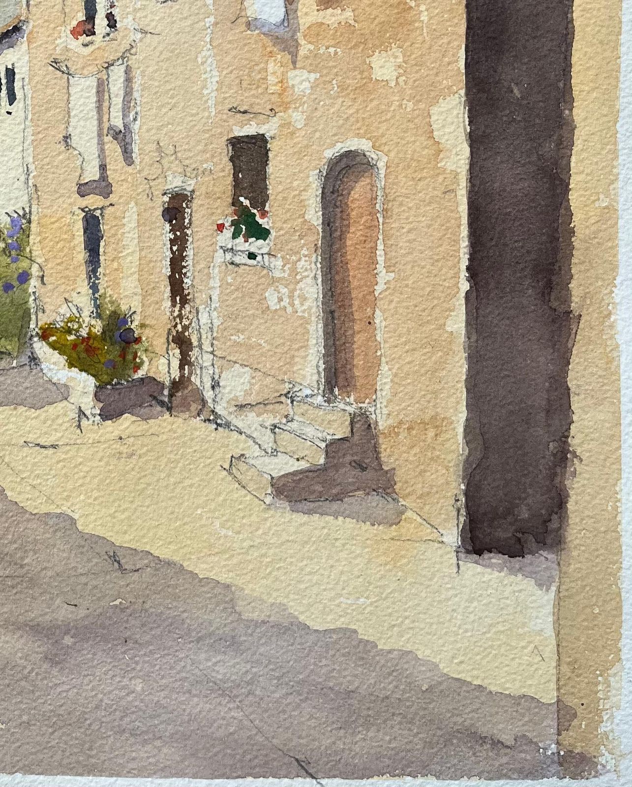 Anthony Averybritish Impressionist Watercolor Of A Quiet Sunlit Mediterranean Village Street photo 519.0