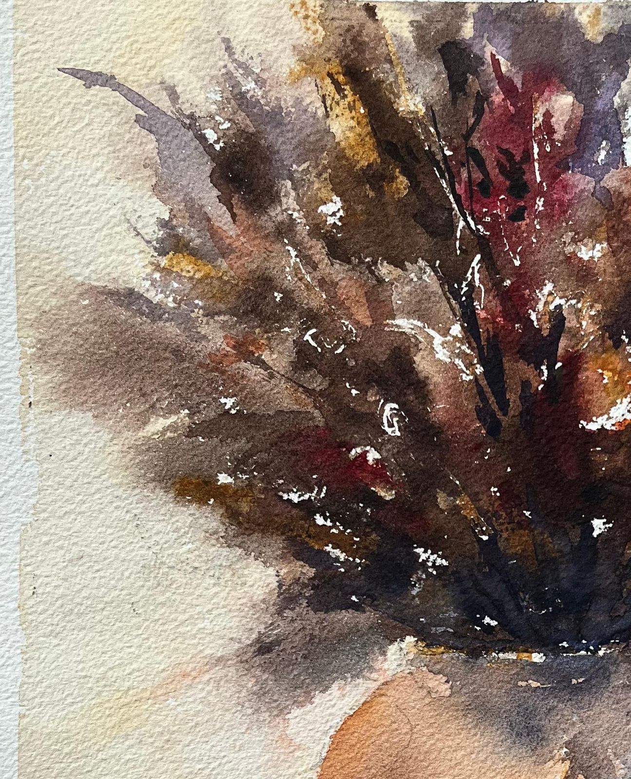 Anthony Averybritish Impressionist Watercolor Of A Dried Floral Arrangement In A Vase photo Art