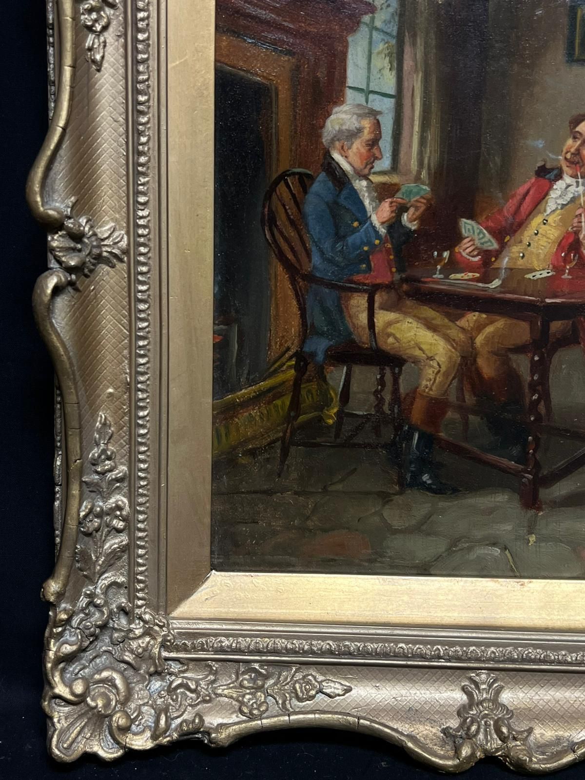 Alexander Austen (1859 1924)card Game In The Parlour Charming Victorian Genre Interior Scene Oil Painting photo for sale