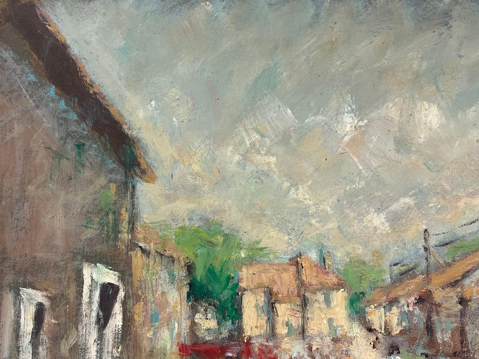Fanch Lelfrench Impressionist Sun Dappled Village Street Scene With Farmers & Livestock photo Art
