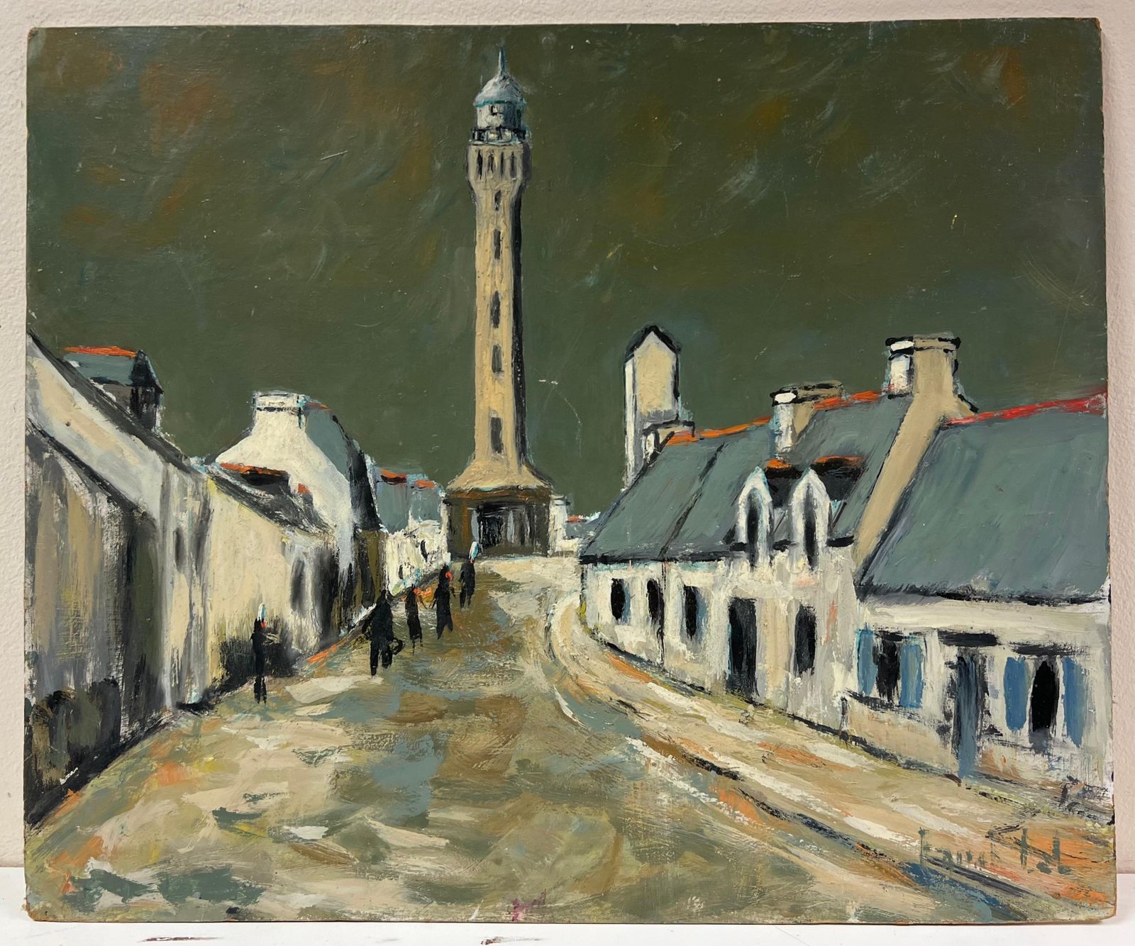 Fanch Lelfrench Impressionist Moody Village Street Leading To A Tower Urban Landscpae photo furniture