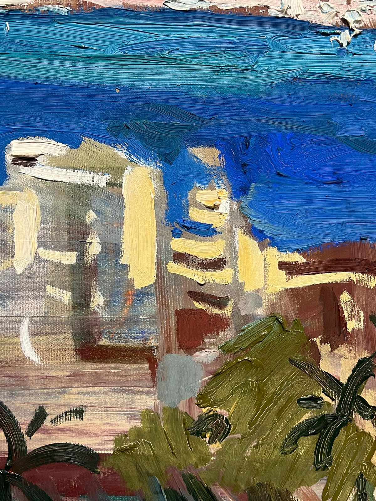 Artan Shabanifrench Modernist Oil Painting Nice Coastal Mediterranean French Rivera City1999 photo buy