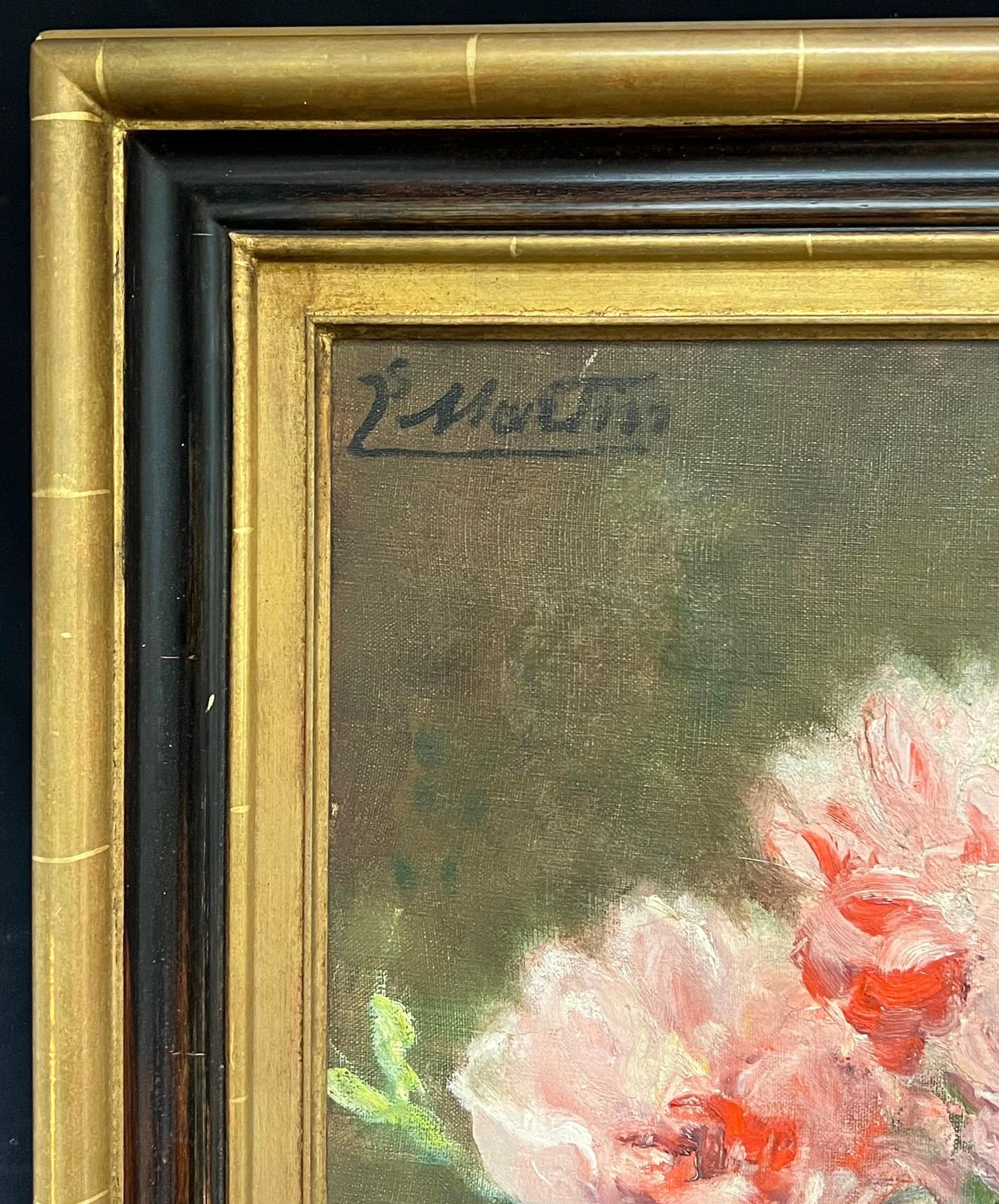 Jacques Martin (1844 1919)antique French Signed Pink Flowers In Blue Vase Floral Still Life Oil Painting photo 1516.0