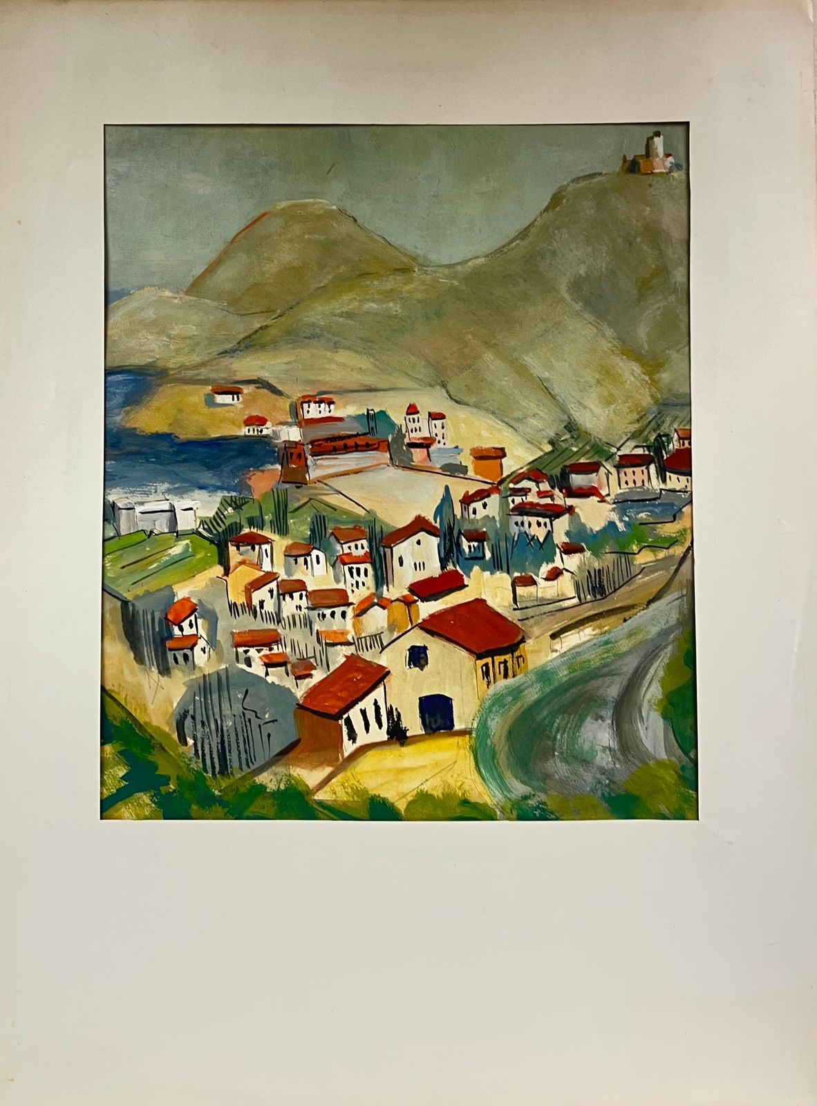Bernard Labbe1950's Red Roof French Village With Rolling Hills And Coastal Views1950's photo furniture