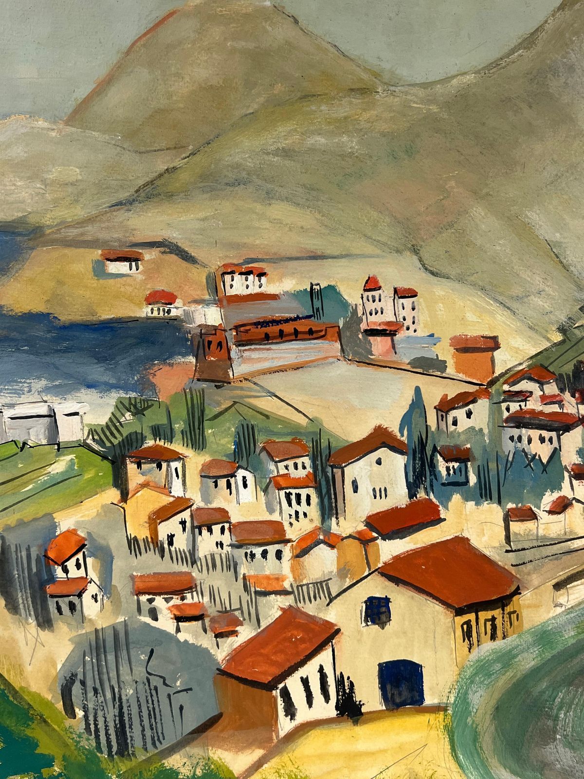 Bernard Labbe1950's Red Roof French Village With Rolling Hills And Coastal Views1950's photo Art