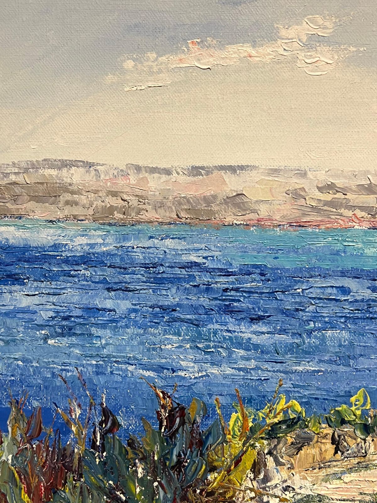 French Schoolvillefranche France Mediterranean Coastal View Rocky Path Bright Blue Frame photo Art