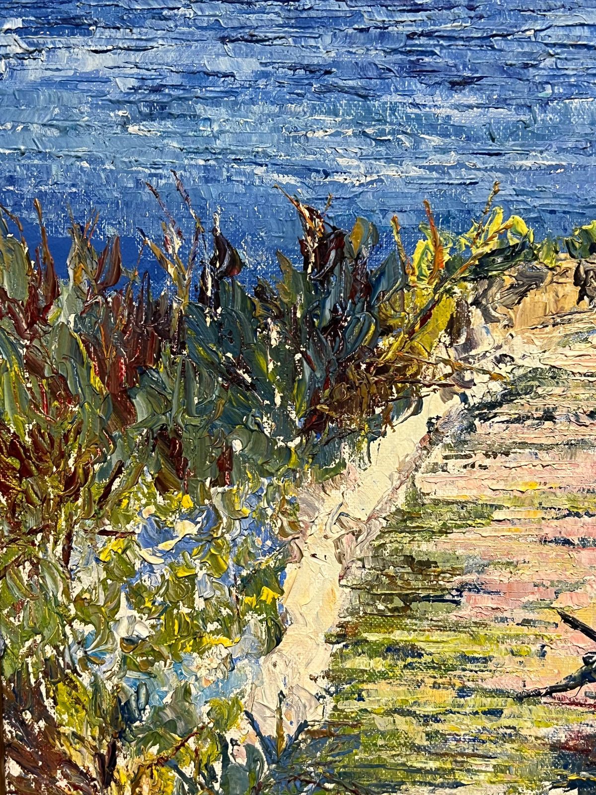 French Schoolvillefranche France Mediterranean Coastal View Rocky Path Bright Blue Frame photo 918.0