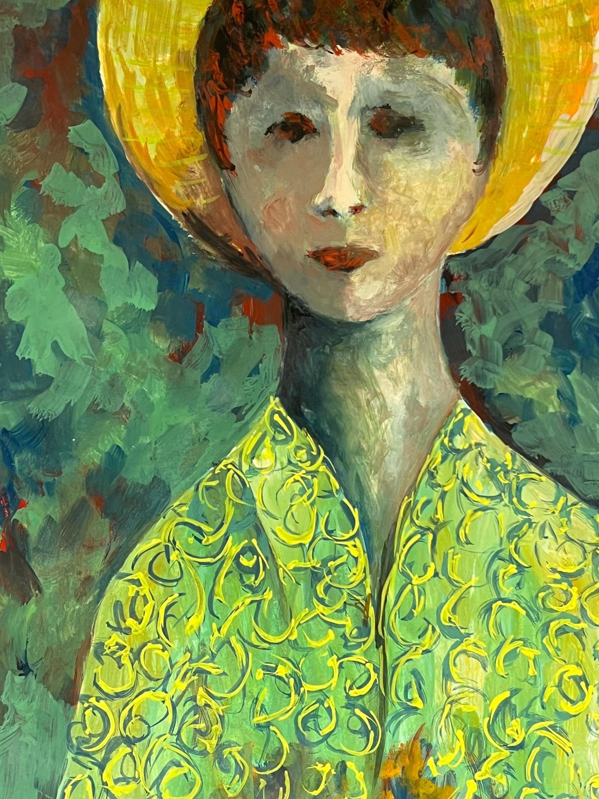 Bernard Labbe1950's Symbolist Portrait Young Figure In Exotic Green Cloak1950's photo 906.0