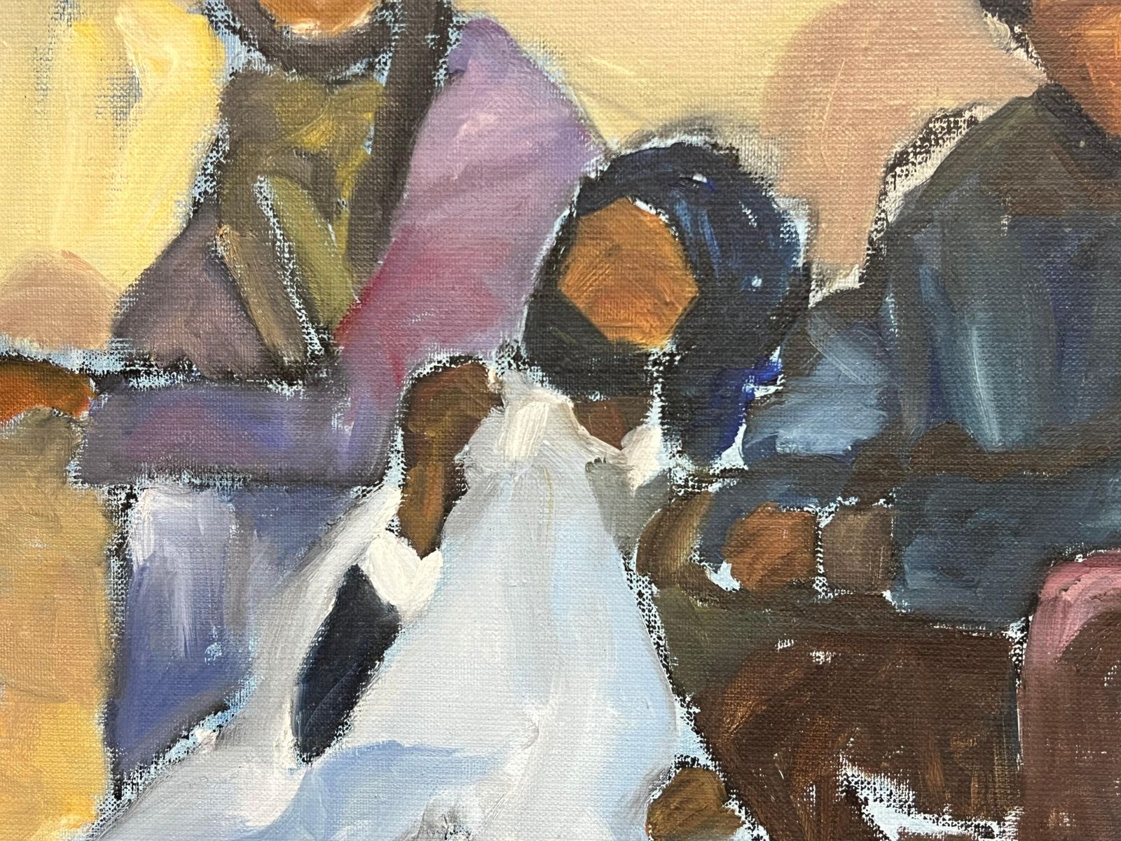 French Schoolmodern French Signed Oil Men Chatting Mauritania Ouadane Street Scene2000 photo 2200.0
