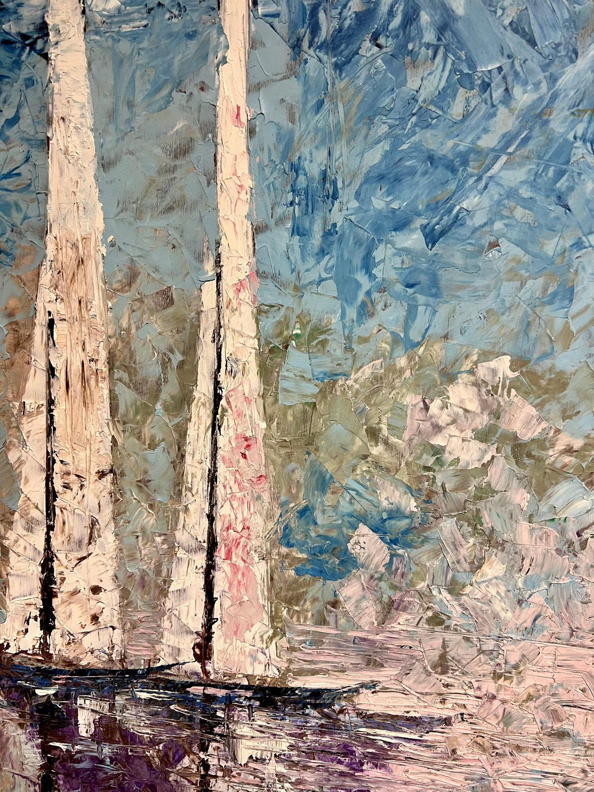 photo furniture French Cubist 1950'slarge Mid 20th Century French Cubist Oil Painting Sailboats In Abstract Harmony1950's