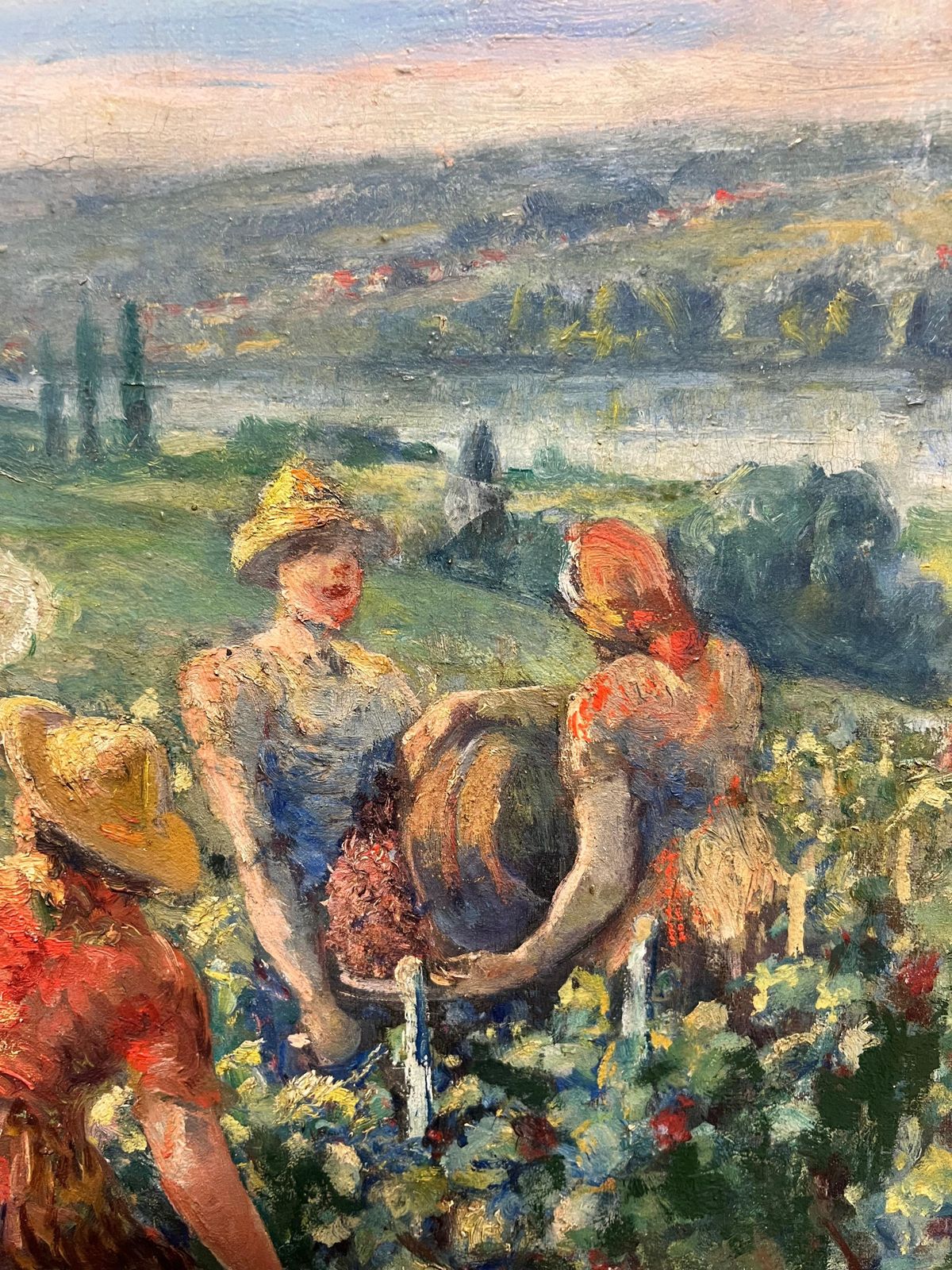 Louis Faillethe Grape Harvest Large 1920's French Signed Oil Harvest Workers Vineyard1930's photo vinterior