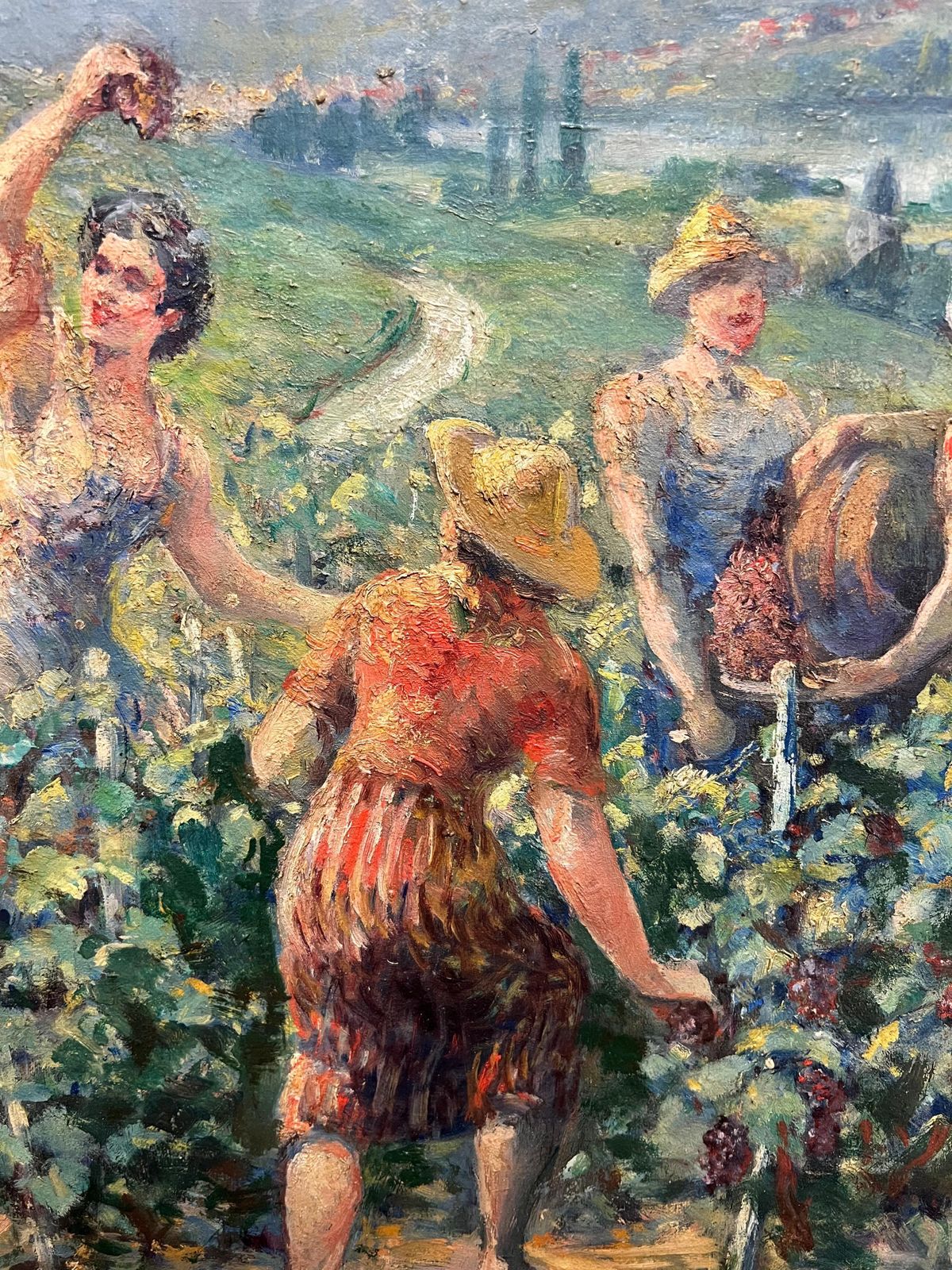 Louis Faillethe Grape Harvest Large 1920's French Signed Oil Harvest Workers Vineyard1930's photo buy