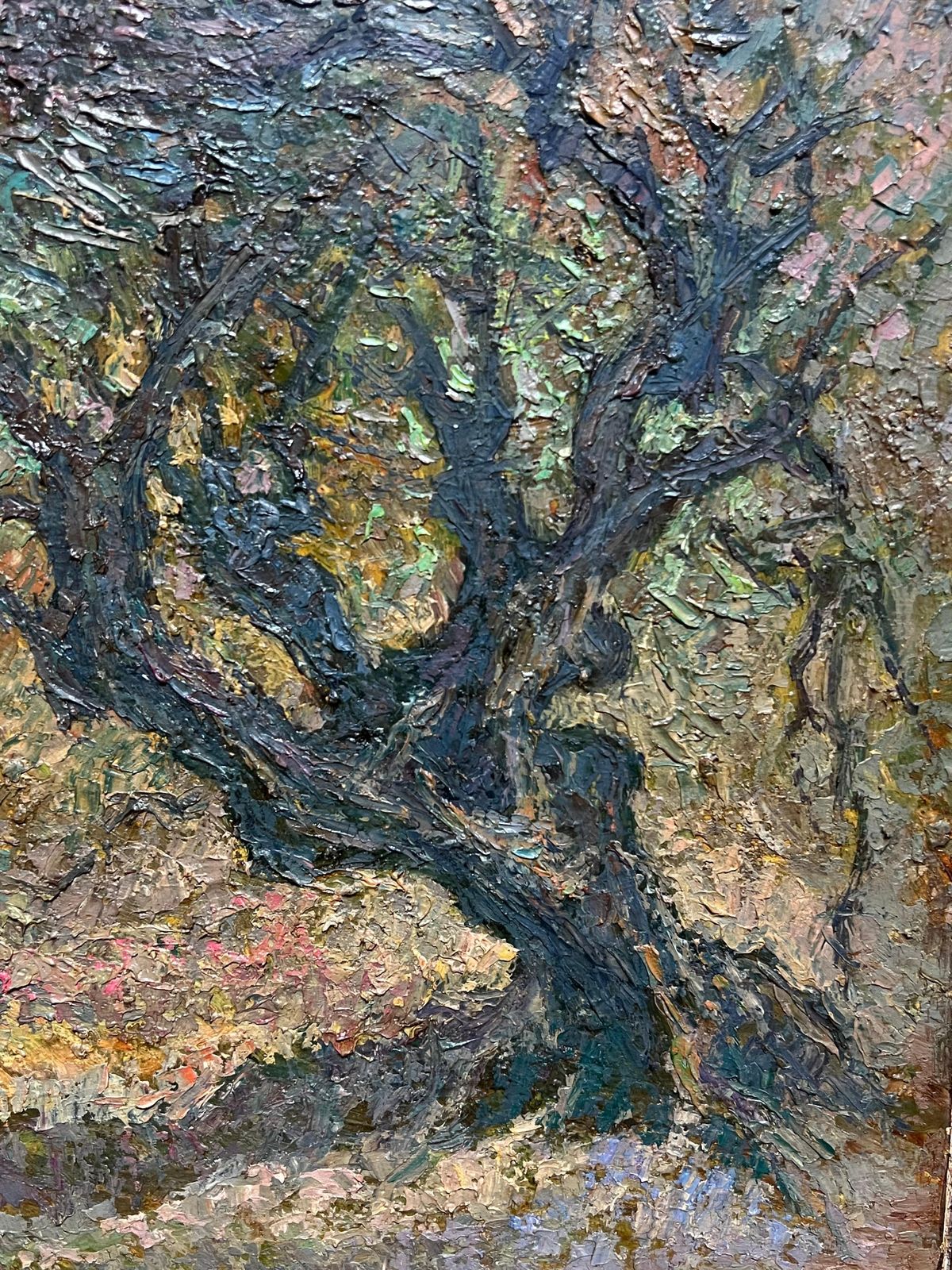 Raymond Normandpost Impressionist Oil Painting Olive Groves Under Blue Skies French Painting photo vintage