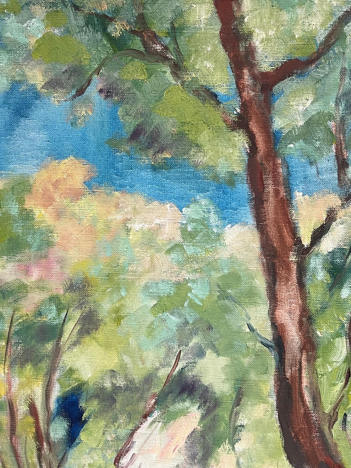 J.Bredechesunlit Woodland Landscape Large 1970's French Impressionist Oil Painting1970's photo Art