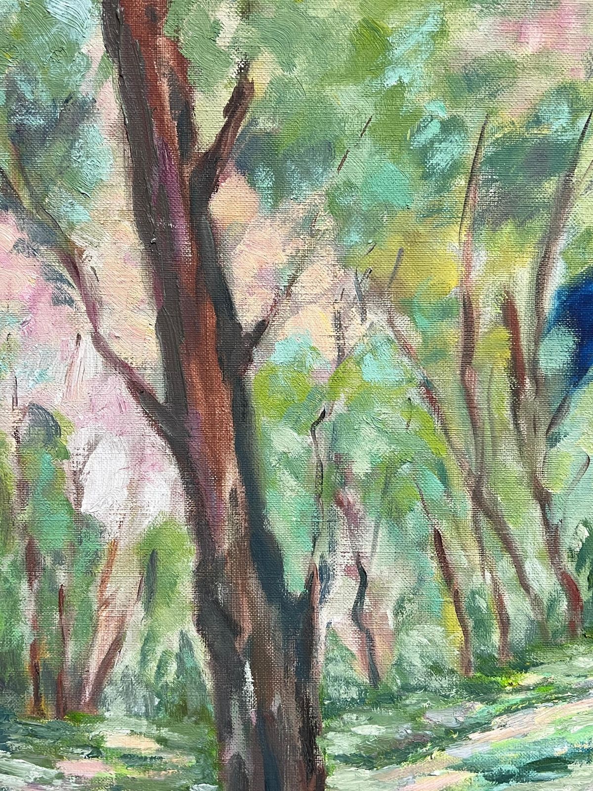 J.Bredechesunlit Woodland Landscape Large 1970's French Impressionist Oil Painting1970's photo vinterior
