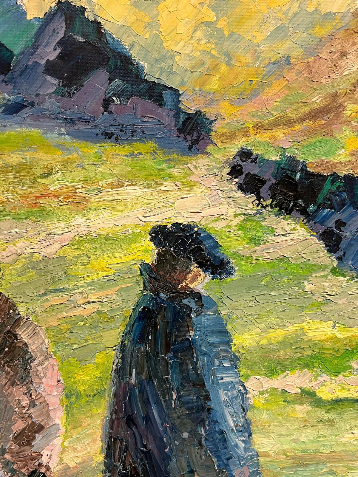 J.Bredecheshepherds At Sunrise Large 1970's French Post Impressionist Oil Painting1970's photo vinterior