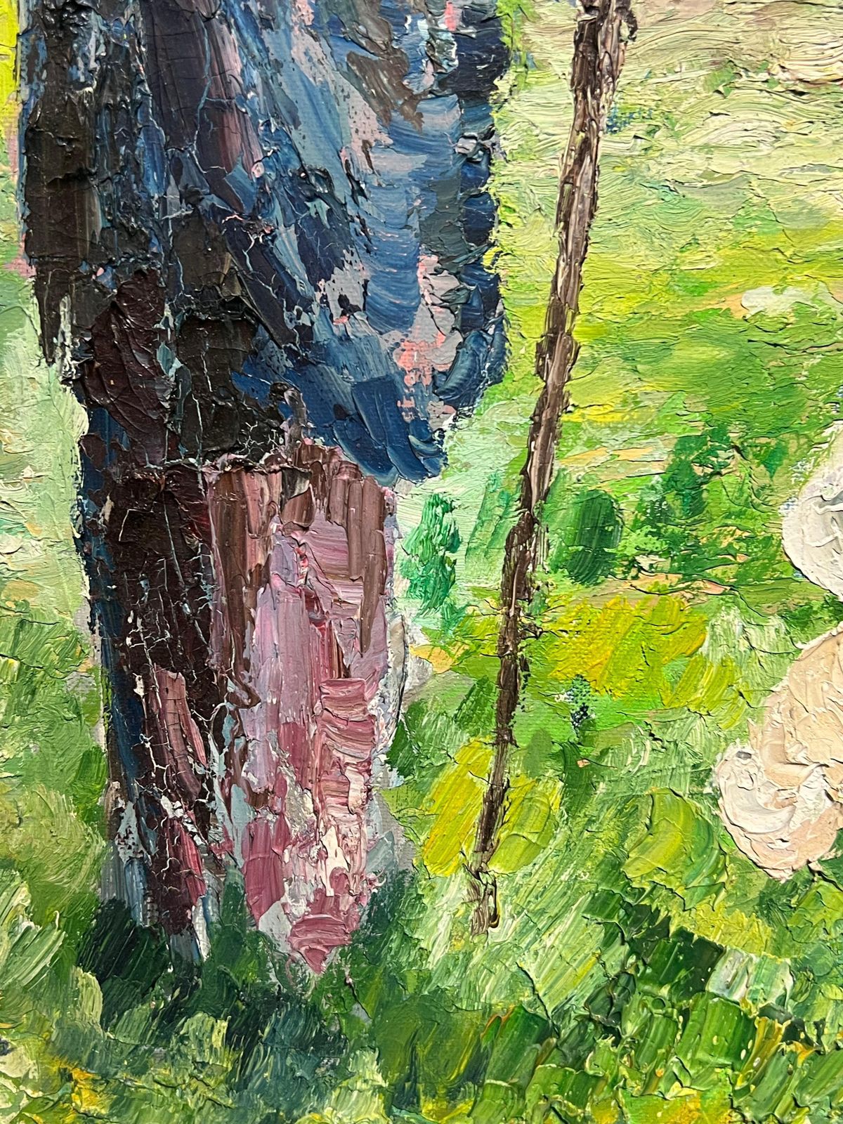 photo for sale J.Bredecheshepherds At Sunrise Large 1970's French Post Impressionist Oil Painting1970's