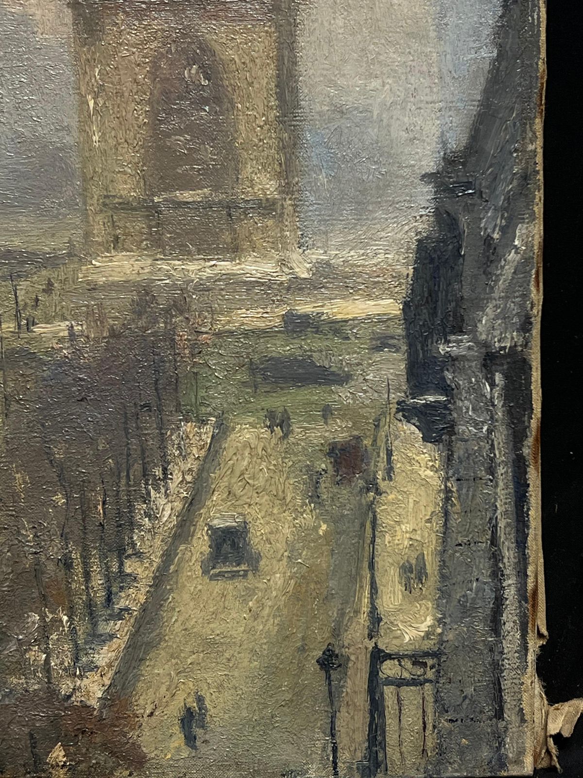 French Schoolantique Original French Impressionist Oil Painting The Arc De Triomphe Parisc. 1900 photo vintage