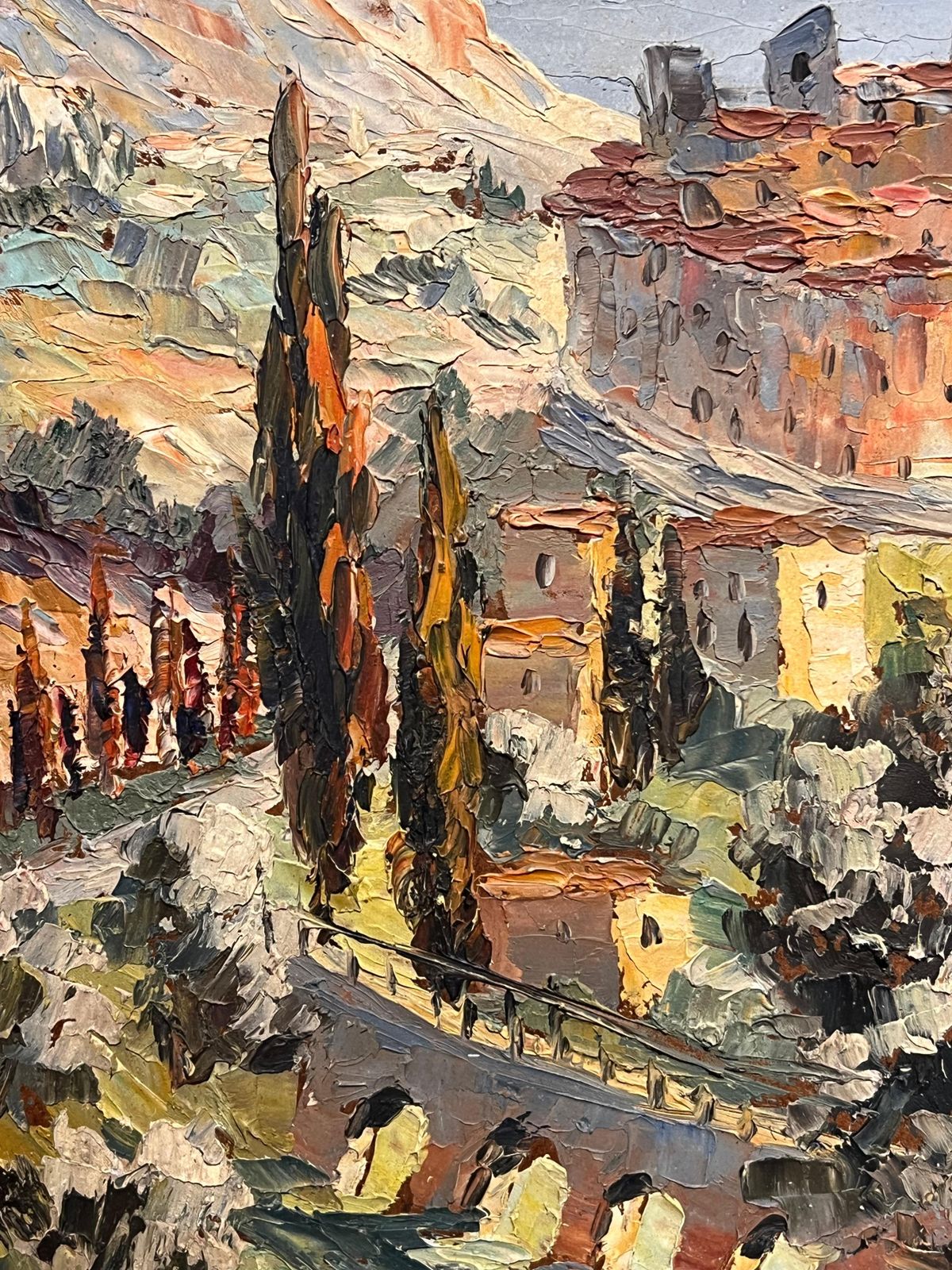 Charles Manginvintage Mediterranean Hill Village Impressionist Oil Painting Provence Landscape photo vinterior