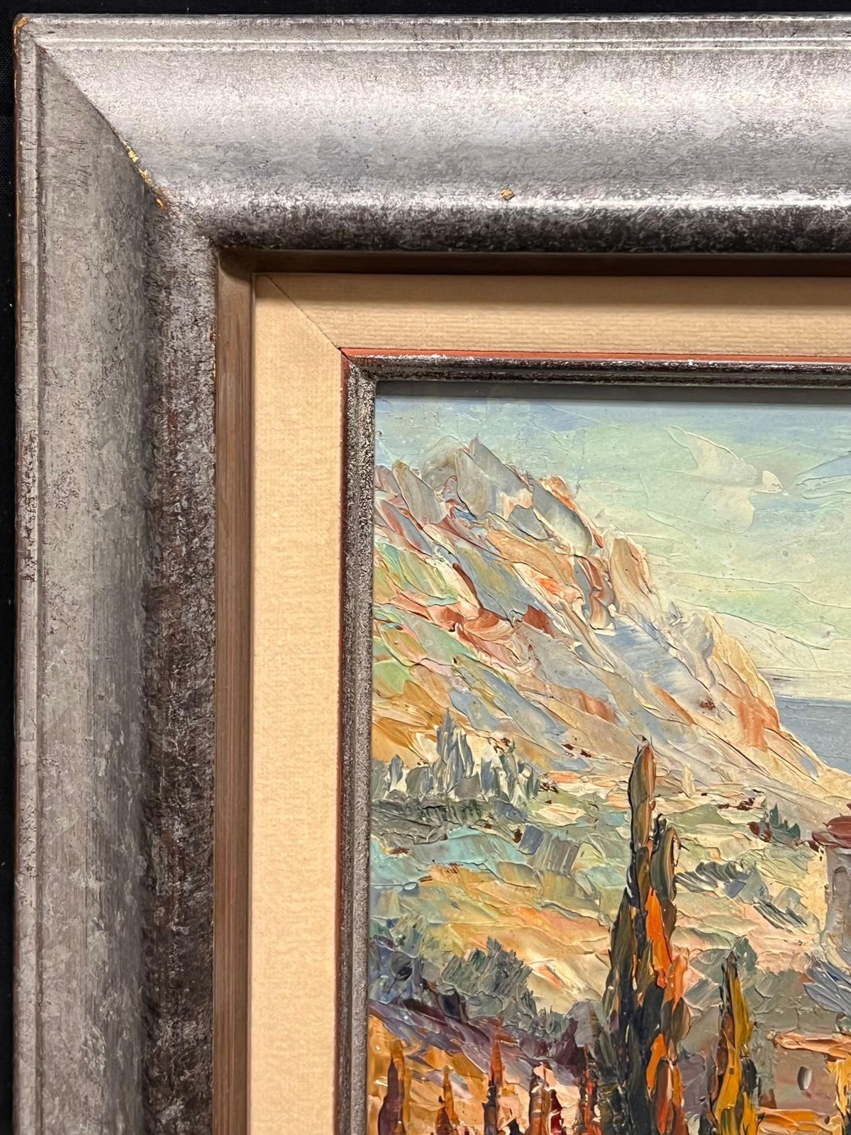 photo furniture Charles Manginvintage Mediterranean Hill Village Impressionist Oil Painting Provence Landscape